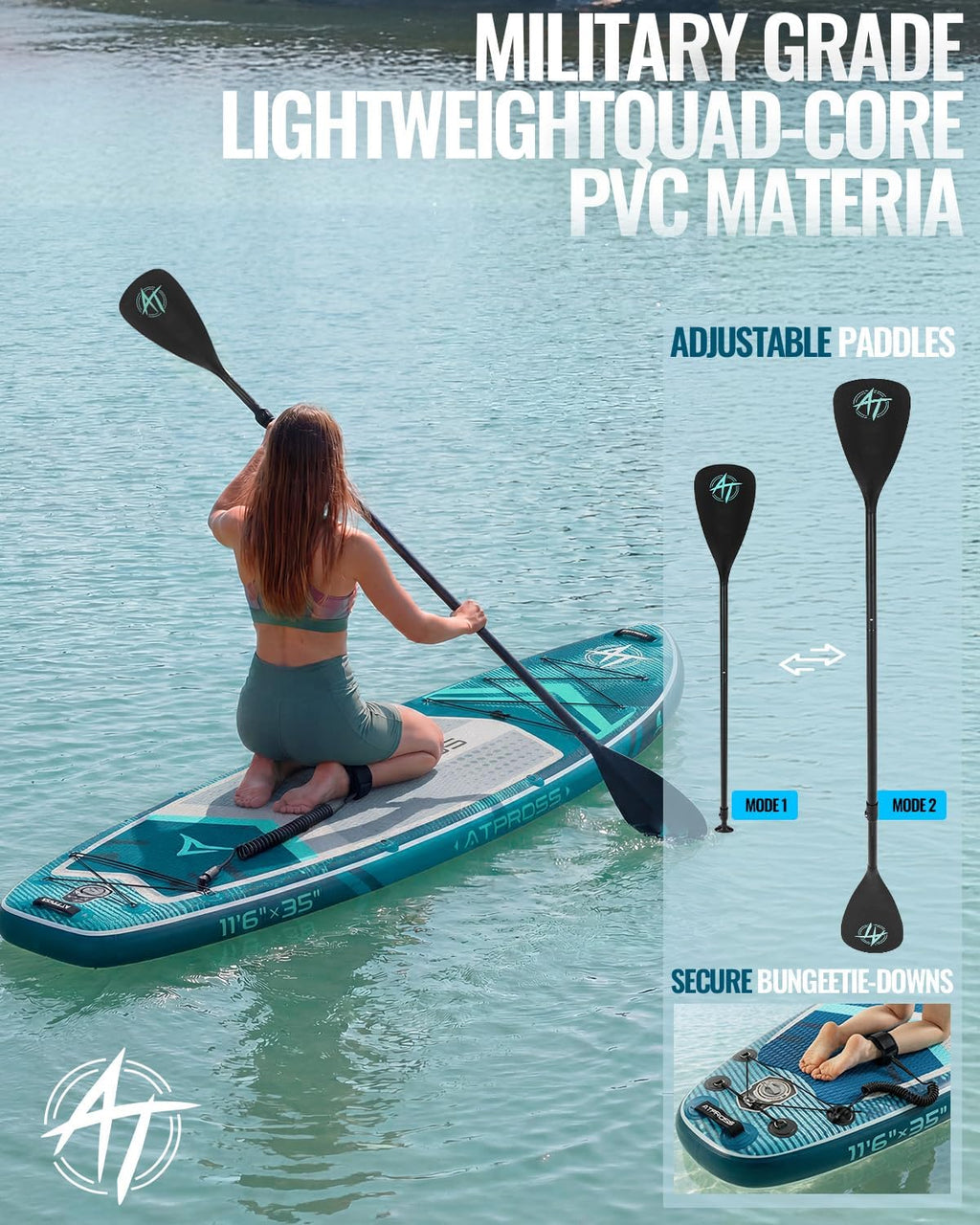 11'6'x35' Inflatable Paddle Board, 450lbs Extra Wide Stand Up Paddleboard for Adults with Premium SUP Accessories Kit & Backpack, Blow Up Kayak Non-Slip Stable Deck Boat for Yoga Fishing Surf