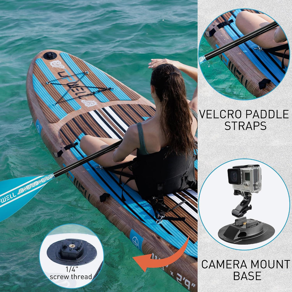 UPWELL 11'6'/11'2'/11'/10'8'/10'6'/10'2' Inflatable Stand Up Paddle Board with sup Accessories Including Backpack, Repairing Kits, Non-Slip Deck, Leash, 3 Fins, Paddle and Hand Pump