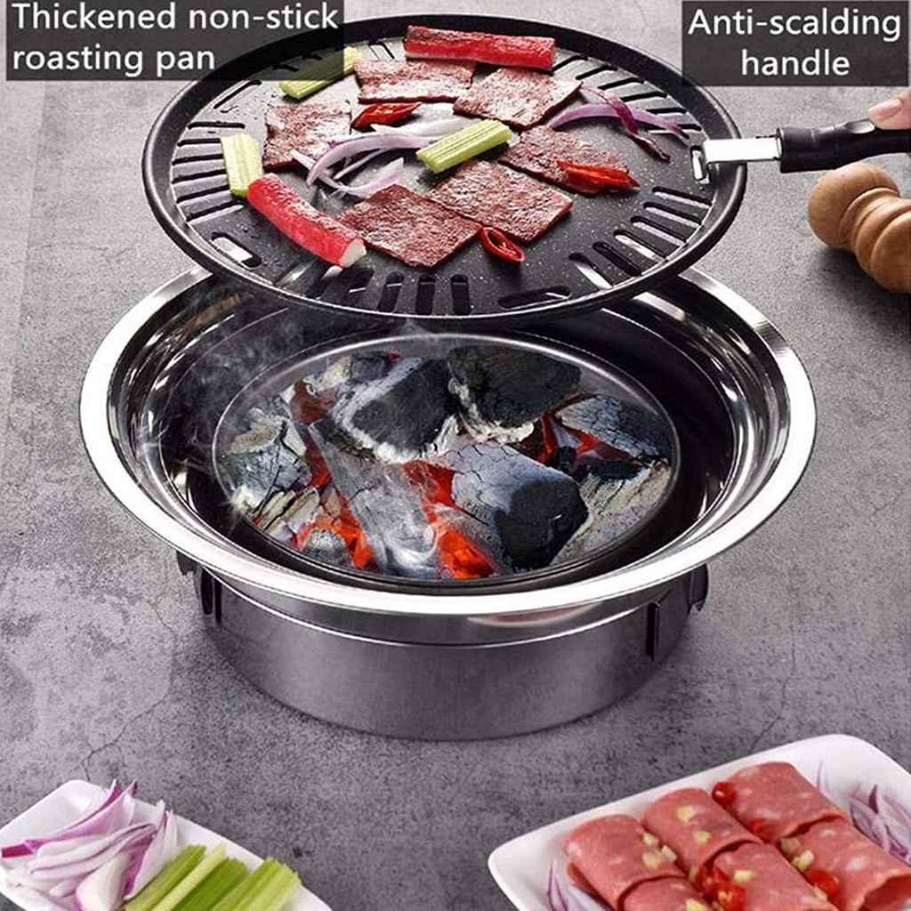 Safety Certification Multifunctional Charcoal Barbecue Grill Hot Pot Barbeque Grill Tabletop Korean BBQ Grill Household Smoker Grill for Outdoor/Indoor