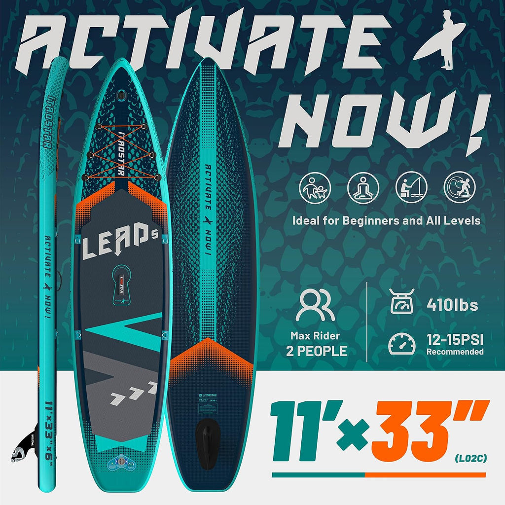 iTAOSTAR Lead 12' × 35' / 11' × 33' Stand Up Paddle Board Inflatable, Extar Wide SUP Board with 5 Fins Stable Design for Adults, Youth, All Skill Levels, Lakes, Oceans