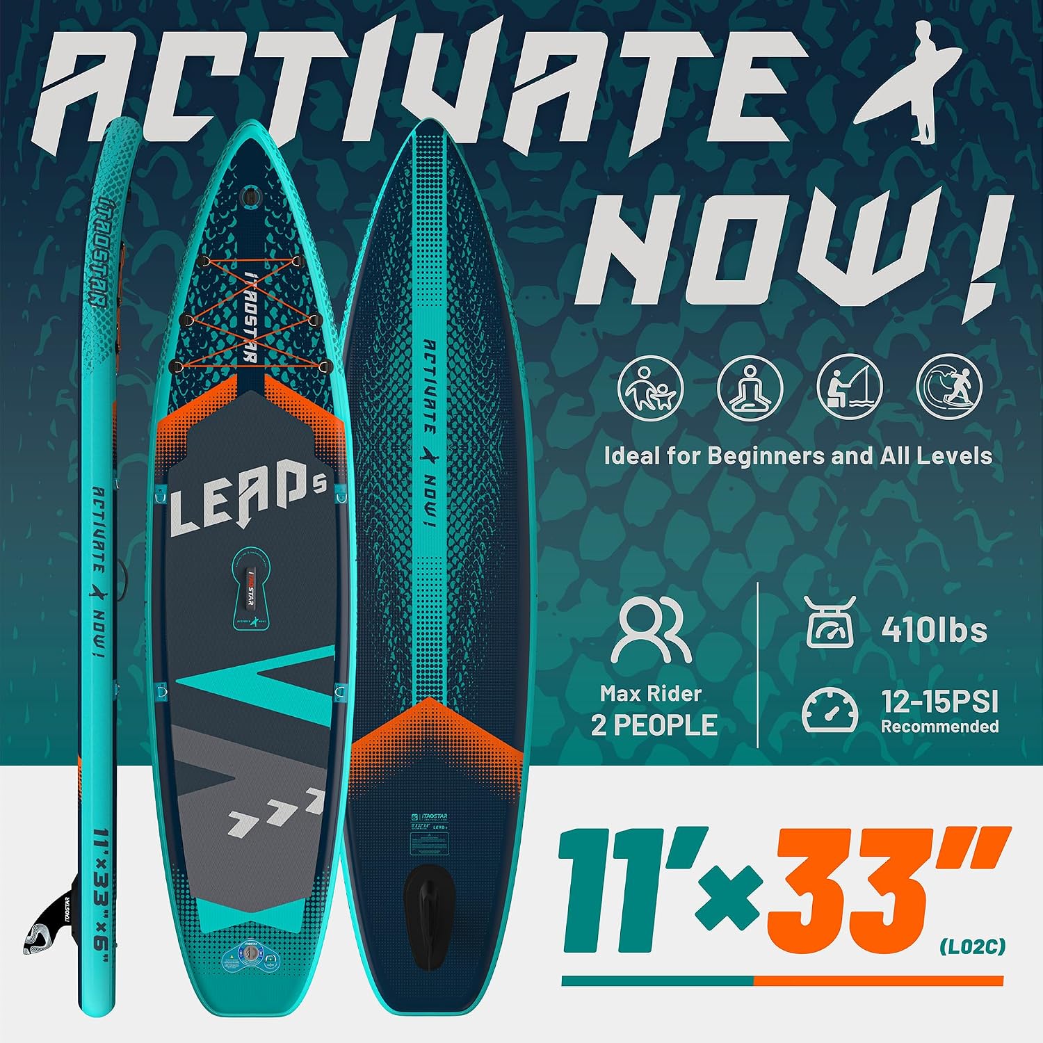 iTAOSTAR Lead 12' × 35' / 11' × 33' Stand Up Paddle Board Inflatable, Extar Wide SUP Board with 5 Fins Stable Design for Adults, Youth, All Skill Levels, Lakes, Oceans