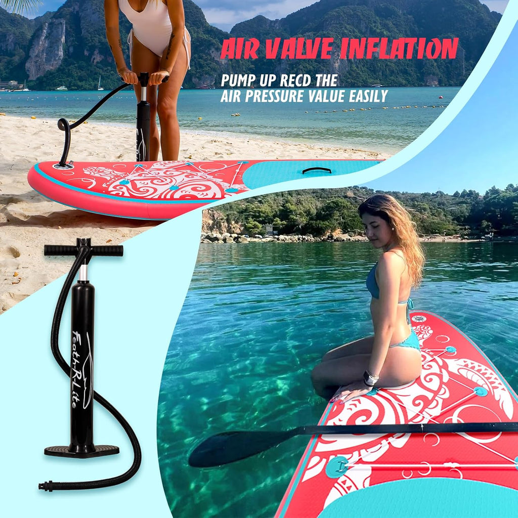 FEATH-R-LITE Inflatable Ultra-Light 10'×30''/10'6''×33'' Stand Up Paddle Board for All Skill Levels with Premium SUP Paddleboard Accessories,Non-Slip Comfort Deck for Youth & Adults