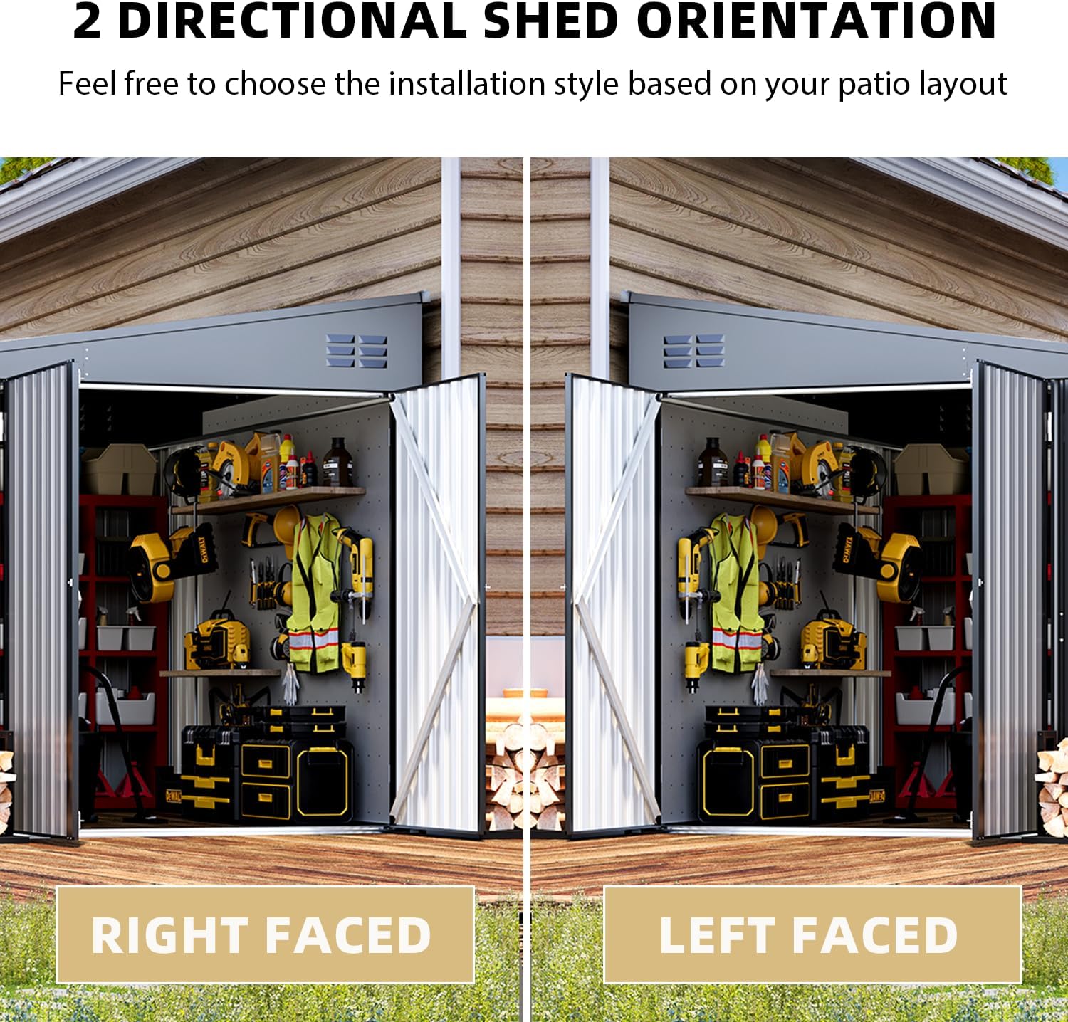 AECOJOY Shed Lean to Storage Shed, Large Outdoor 8' x 10' Metal Wall Side Bike Shed & Outdoor Storage, Garden Storage Cabinet for Backayrd, Patio and Outdoor Use in Dark Grey