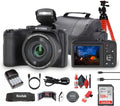 Kodak Pixpro AZ255 Digital Camera in Black (AZ255BK) Bundle Including: 128 GB Memory Card, Rechargeable Batteries, Case, Flexible Tripod, Neck Strap, Lens Caps, Full Cleaning Kit, More Accessories
