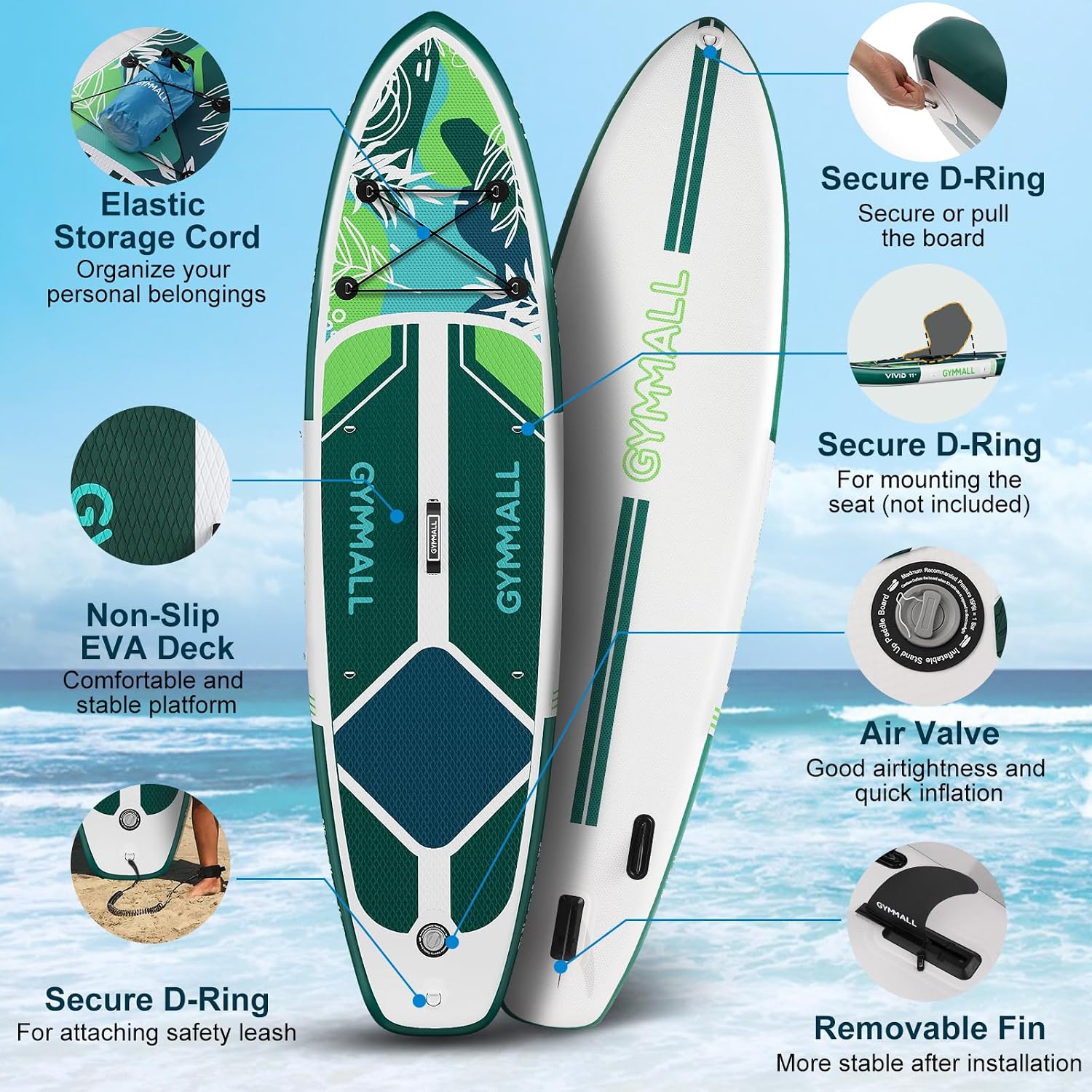 Paddle Board, Inflatable Stand Up SUP Paddle Boards for Adults & Youths of All Skill Levels, Wide & Non-Slip Deck Design Blow Up Paddleboards with Premium Accessories & Storage Bag