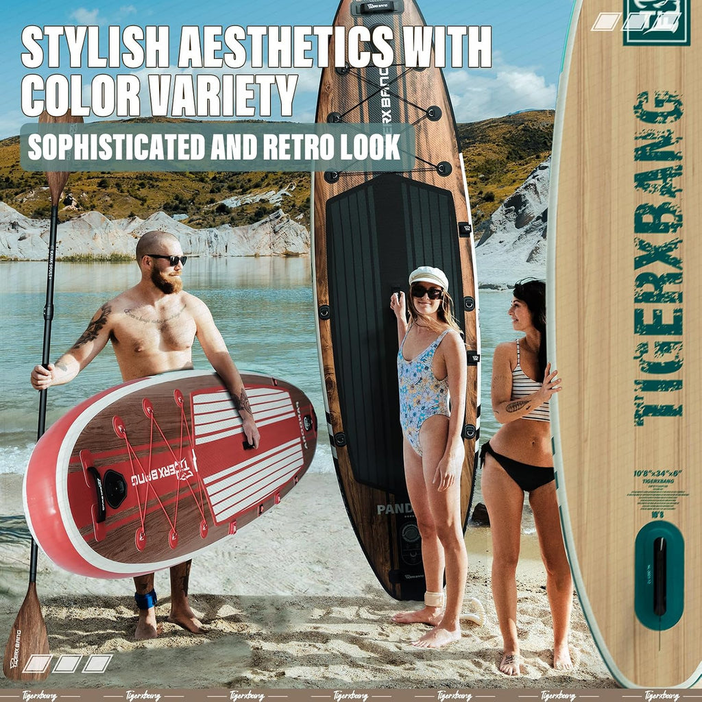 TIGERXBANG Paddle Board, 10.8' Stand Up Paddle Board with Premium Complete Inflatable SUP Accessories, Extra Wide Paddleboards for Adults & Kids-Pandora Collection