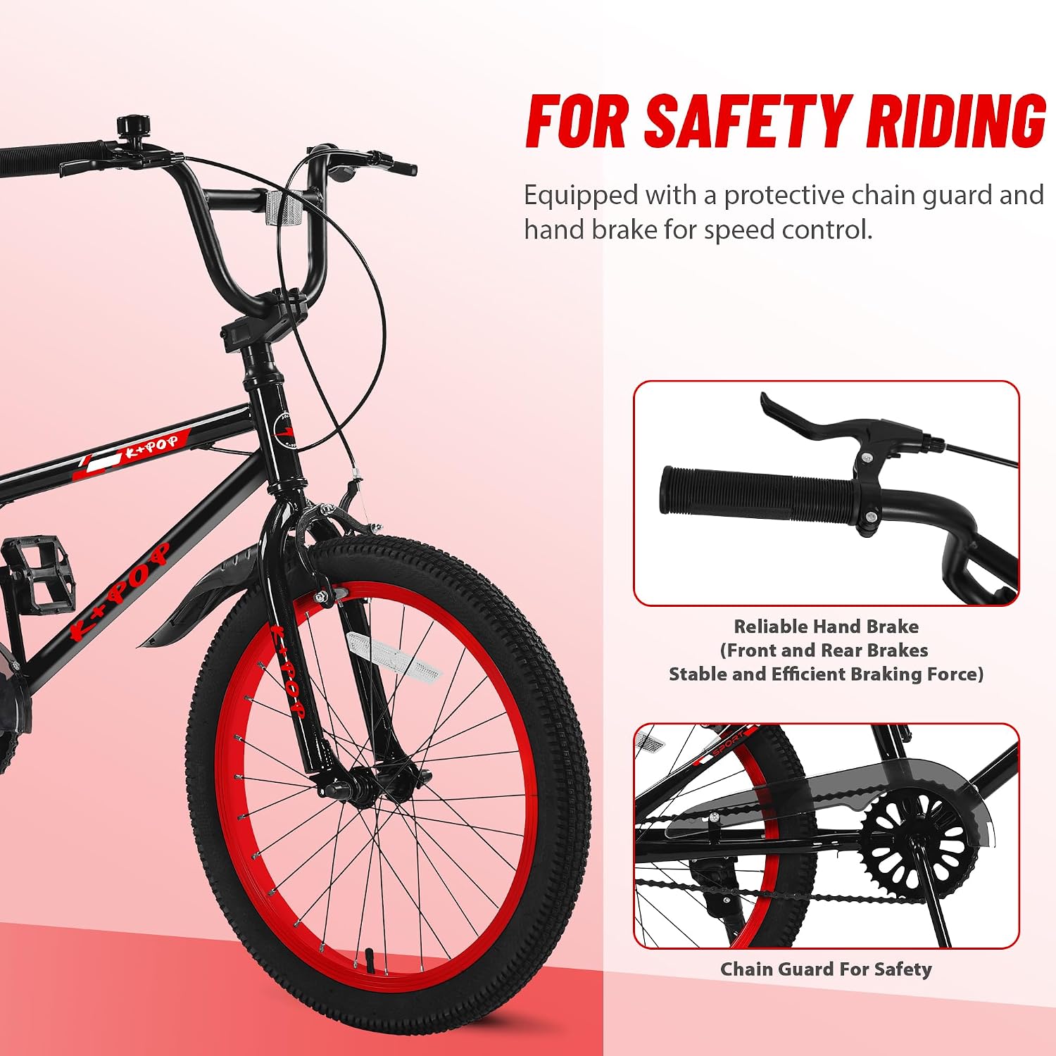 20 Inch Kids' Bike for Boys Aged 7-12, BMX-Style Boys Bike for Kids, Lightweight Children's Bicycles, Kids' Bicycles with Front and Rear Brakes, Adjustable Seat, Kickstand