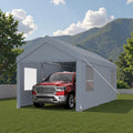 10x20FT Canopy, Outdoor Portable Garage with 2 Roll-Up Doors & 4 Ventilated Windows, Patio Camping Heavy Duty Car Port Canopy with PE Cover, Ground Pegs & Steel Cables, Easy Assembly, Grey