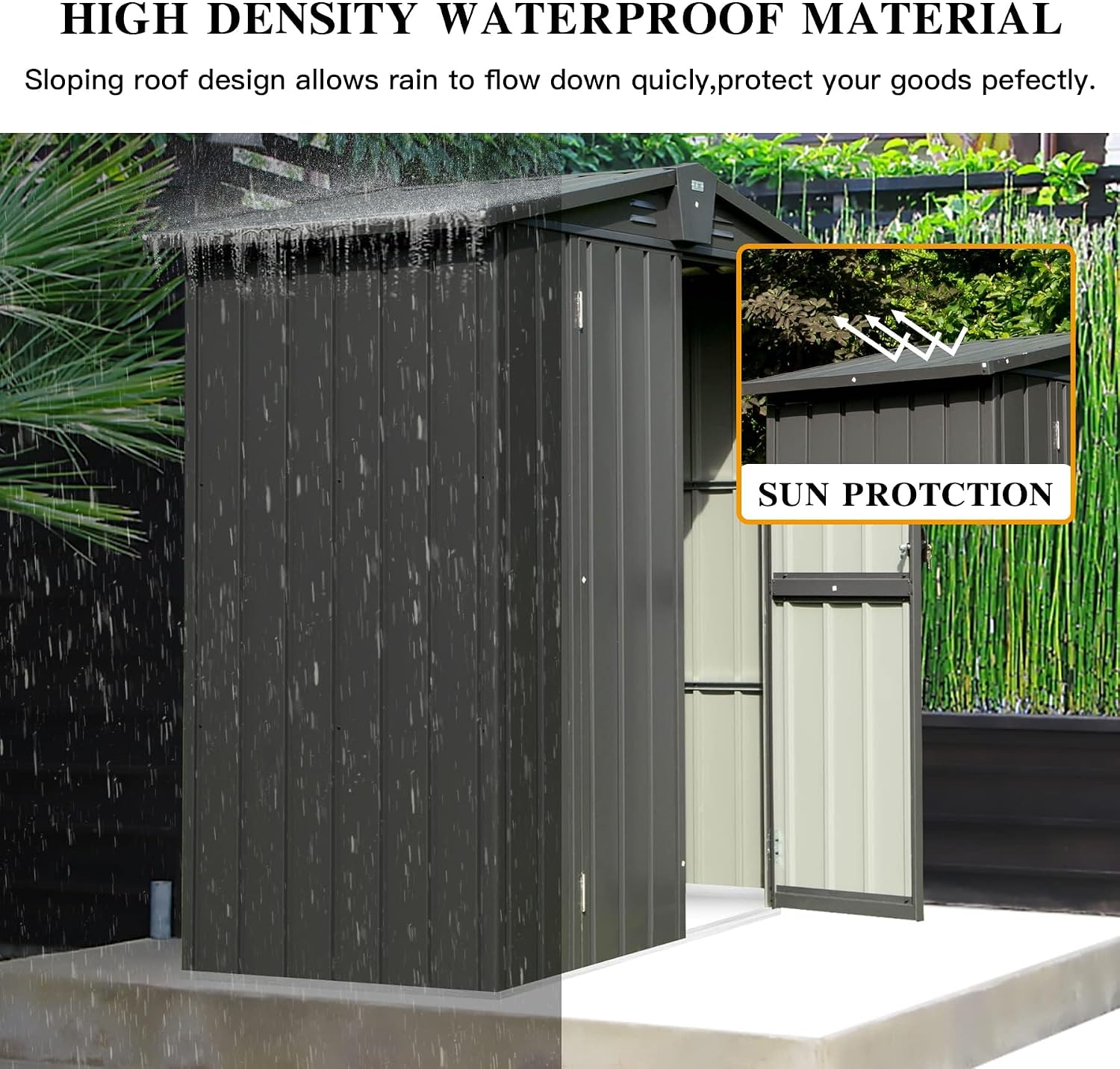 Domi Outdoor Storage Shed 5.7' x 3', Metal Garden Shed with Galvanized Steel Frame for Bike, Tools, Lawn Mowers, Pool Toys, Outdoor Storage Cabinet with Lockable Door for Garden Lawn Patio (Dark Grey)