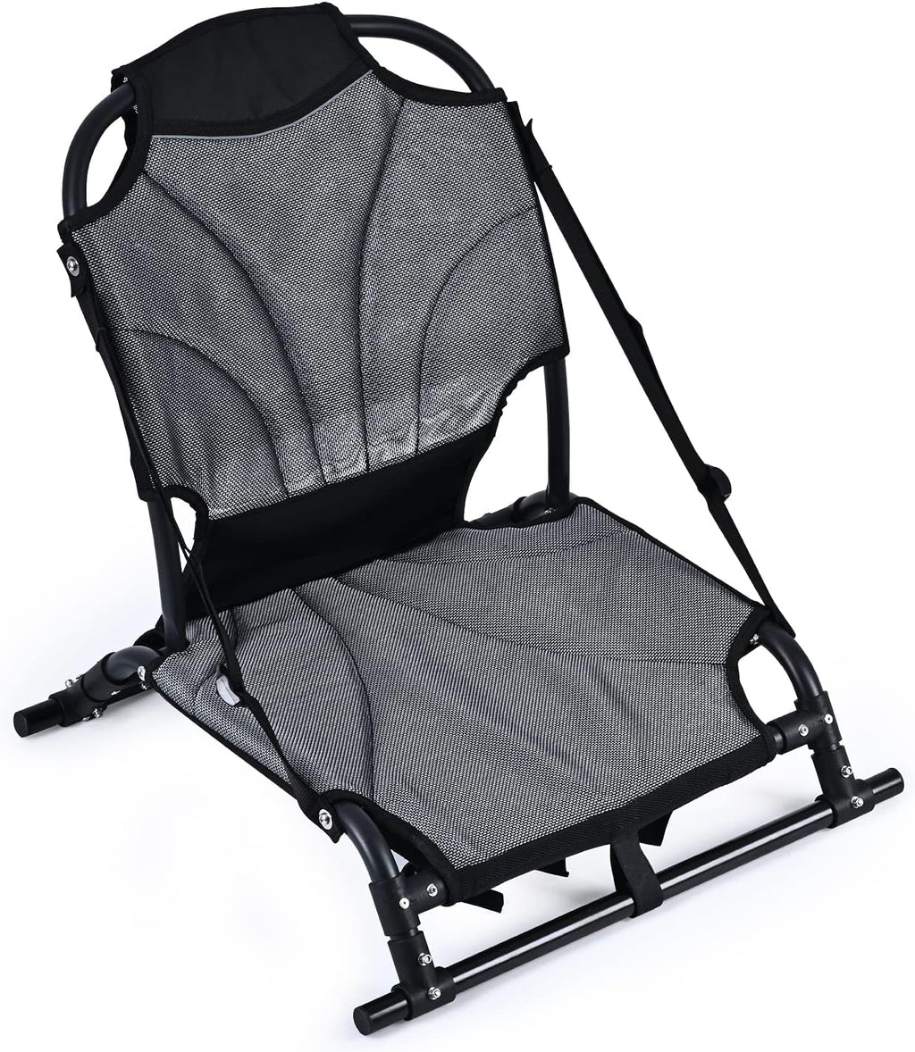 Kayak Seats with Back Support, Aluminum Alloy Folding Kayak Seat, Breathable Textile Mesh Fabric Material, Adjustable Universal Paddle Board Seat for Fishing, Inflatable Kayaks, Sup, Canoe