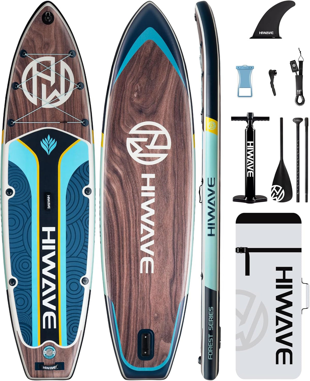Hiwave Inflatable Paddle Board 11 '* 34 '* 6' Extra Wide Sup Board, 420lb Capacity Paddle Board for Adults, Suitable for Sea and Lakes, 2+1Family Board