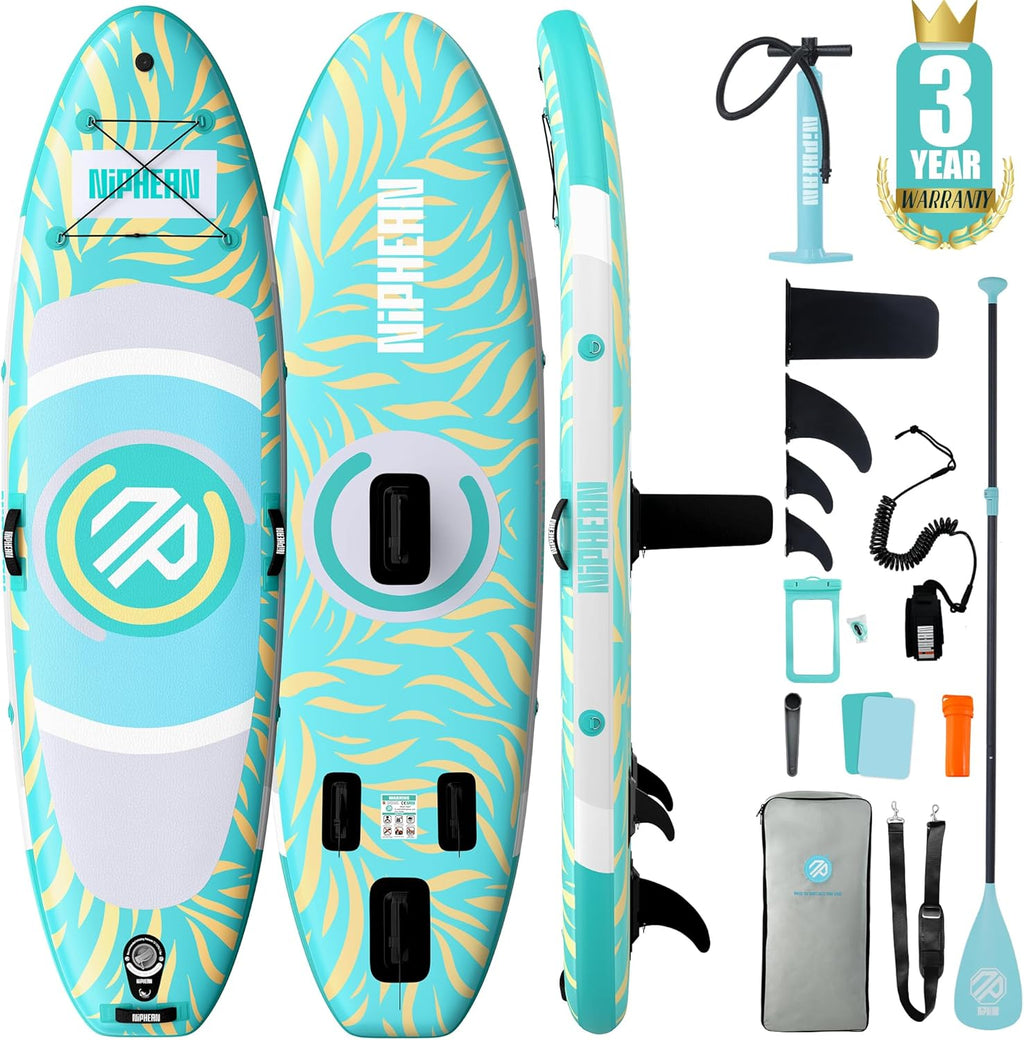 Niphean（Ultra-Light） Inflatable Paddle Board with StabilTrac Fin and Durable SUP Accessories, 10' Stand Up Paddle Boards for Adults & Youth, Versatile Yoga Paddle Board, Gift Ideas