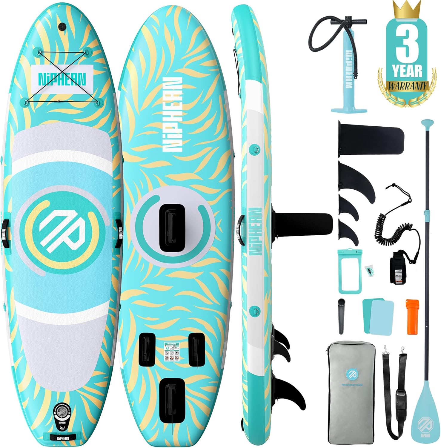 Niphean（Ultra-Light） Inflatable Paddle Board with StabilTrac Fin and Durable SUP Accessories, 10' Stand Up Paddle Boards for Adults & Youth, Versatile Yoga Paddle Board, Gift Ideas