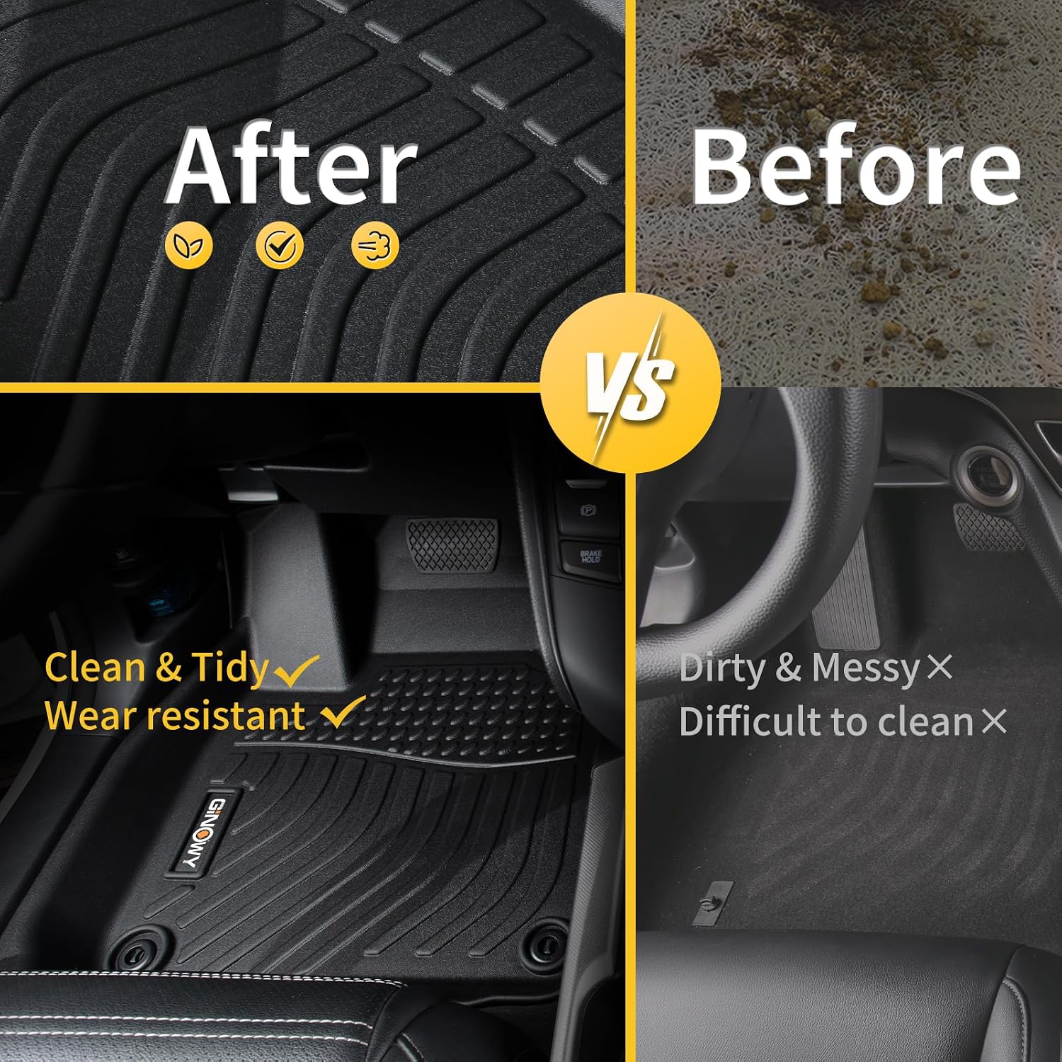 GINOWY-Floor Mats & Cargo Liner for 2019-2026 Volvo XC40, All Weather Car Floor Mat Custom Fit for Volvo XC40 Accessories Rubber Mats Cargo Liners Trunk Mat