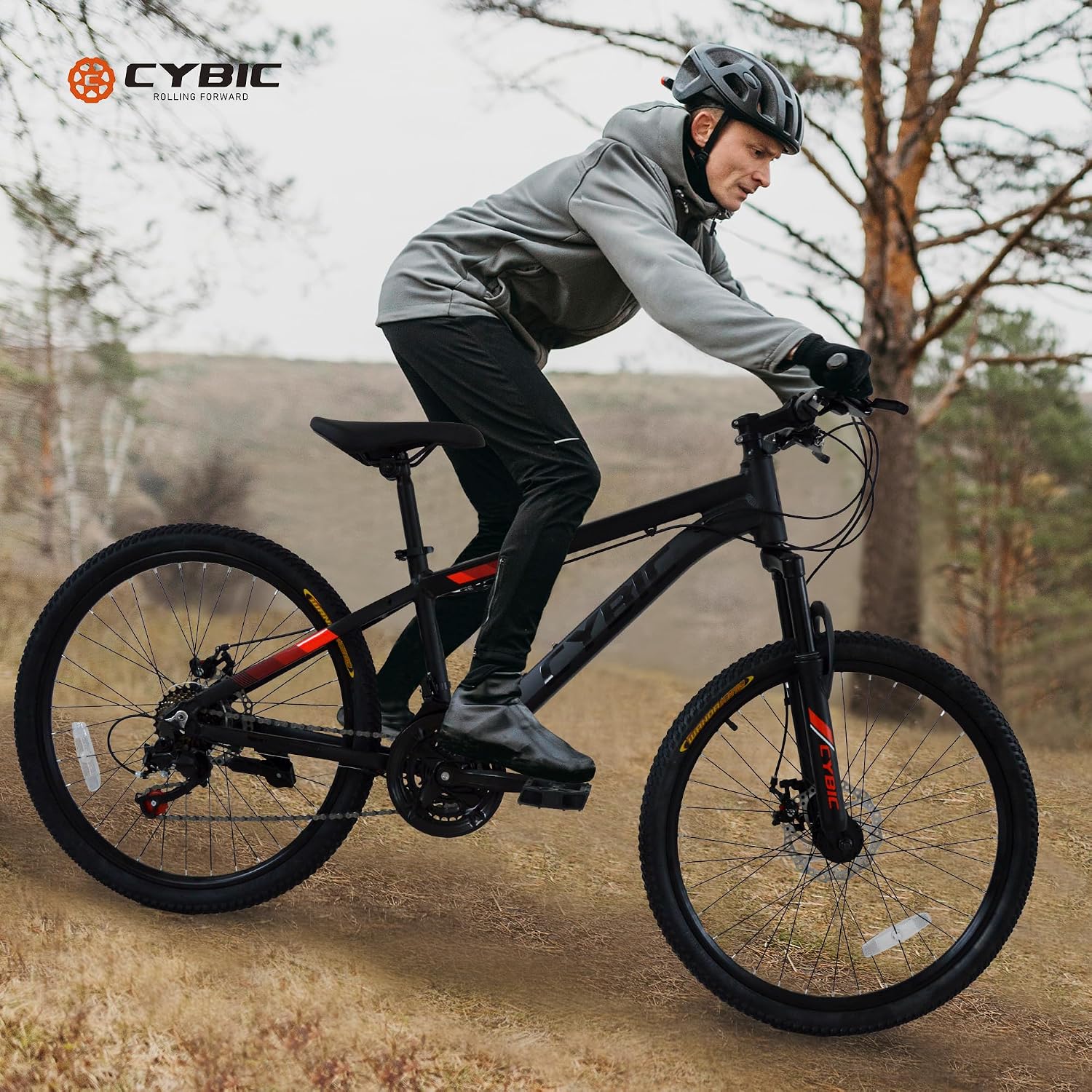 CYBIC Mountain Bike with 21-Speed, 26 Inch Aluminum Frame, Dual Disc Brake Mens and Womens Mountain Bike, Lightweight Cycling Bicycle, MTB Bicycle for Adults