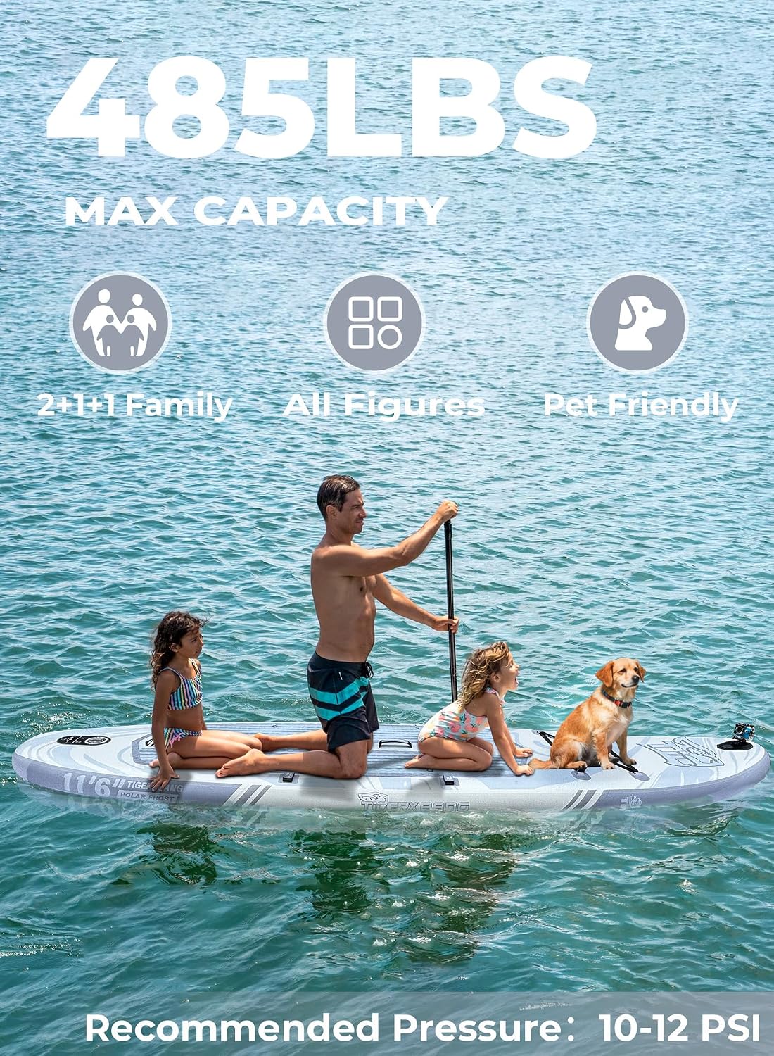 TIGERXBANG 11'6'/11'/10' Inflatable Paddle Board with Complete Accessories, Versatile Premium Paddle Boards for Adults/Youth, Stand Up Paddle Board Polar/Wave/Sunny Wave Collection