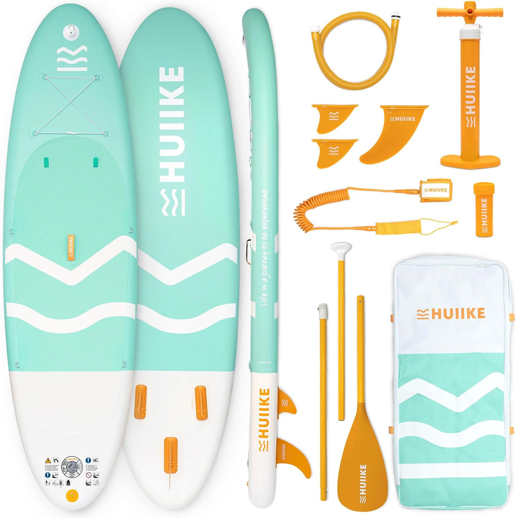 HUIIKE Inflatable Paddle Board for Adults with Accessories Included, Oar, Fins, Pump. Stand Up Paddleboard Great Stability and Resistance. 10' x 33' x 5.9', Maximum Load 286 lb