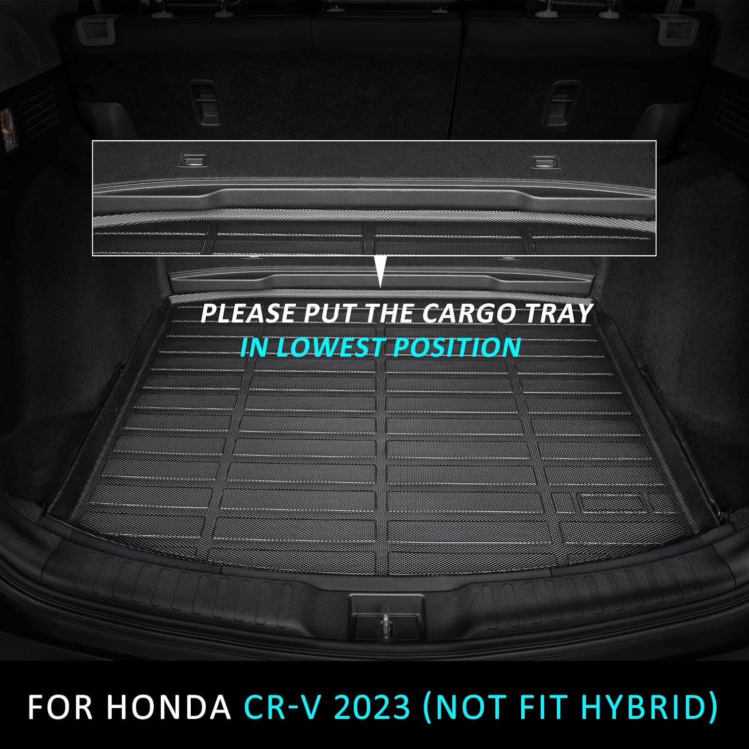 ANBINGO® Floor Mats & Cargo Liner for 2023 2024 2025 2026 CRV (Not Hybrid) for CR-V LX/EX/EX-L, All Weather Protection TPE Automotive Floor Liners (Cargo Tray in Lowest Position)