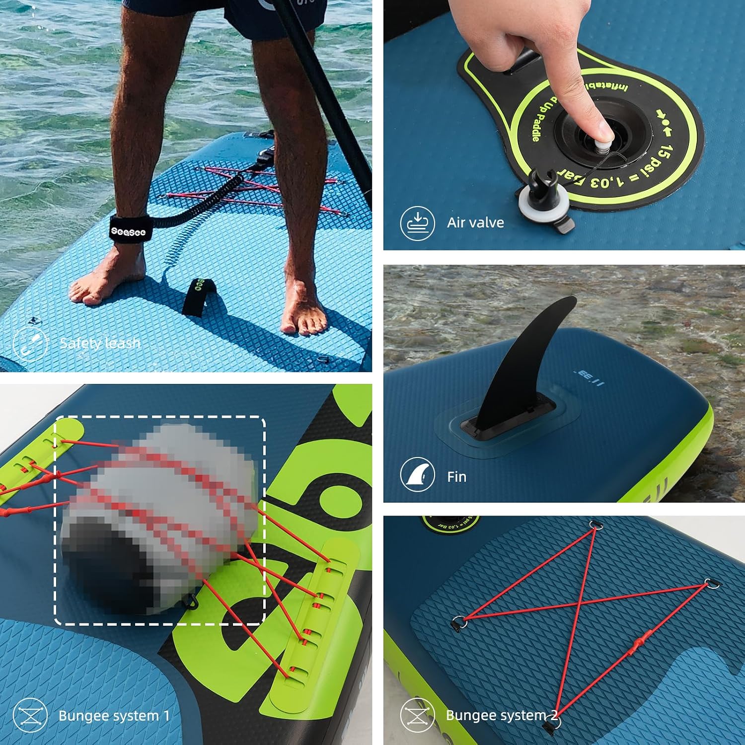 Inflatable Stand Up Paddle Board Includes Paddle, Dual Action Pump, and Accessories 11ft Lightweight iSUP, 33'*6' Wide Stable Design, Anti-Slip EVA Deck, Paddle Board for Adults