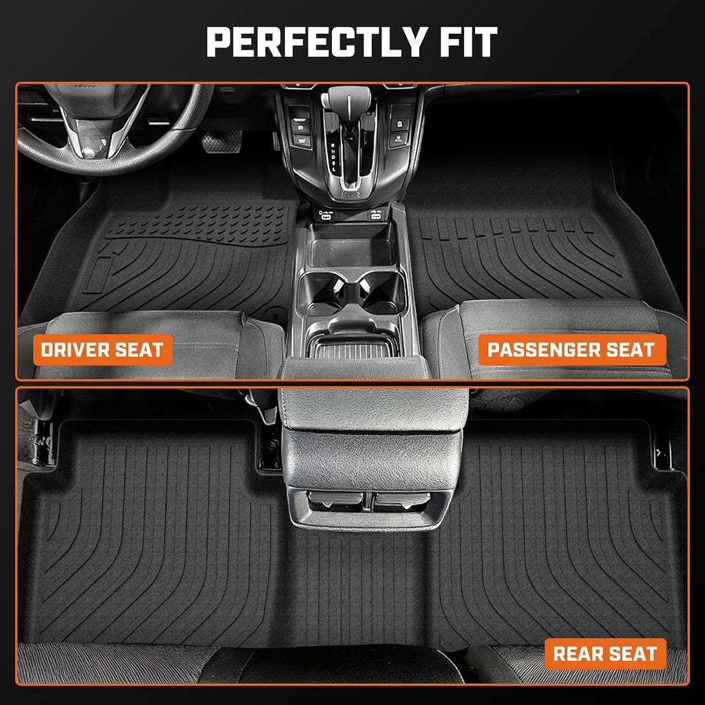 Mixsuper Floor Mat & Cargo Liner for Honda CRV 2017-2022(Not for Hybrid),All Weather TPE Floor mat with Backrest and Door Sill Guards CRV Accessories,Anti-Slip Floor Liners,Heavy Duty Car Mat,Black