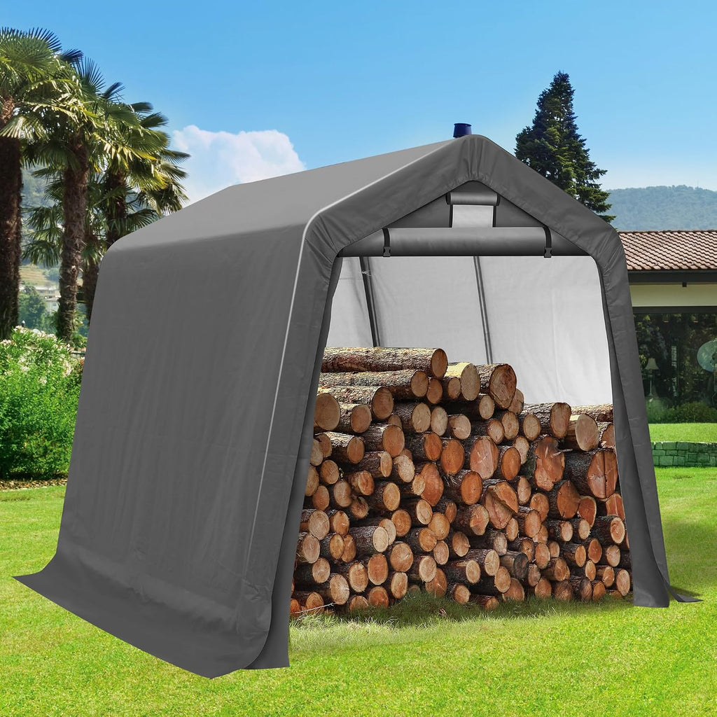 8x8 Ft Outdoor Storage Shelter, Waterproof Portable Storage Shed with Roll-up Zipper Door and Ventilated Windows for Motorcycle, Bike, Tools