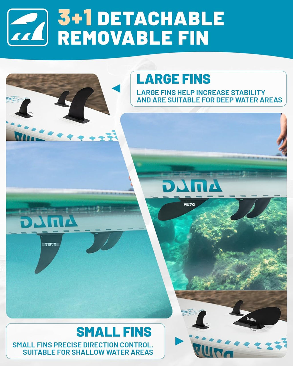 DAMA 11'*34'*6' Inflatable Paddle Board, Paddle Boards for Adults,Sup,Lightweight and Durable, Easy to Inflate, Versatile in Style, Fully Functional, Equipped w/High Grade Accessories.