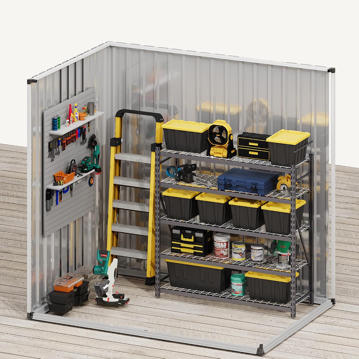DWVO 6x4ft Metal Outdoor Storage Shed with Window, Lockable Tool Storage Sheds, Steel Garden Sheds with Sloped Roof for Backyard, Patio, Garage, Lawn, Gray + White