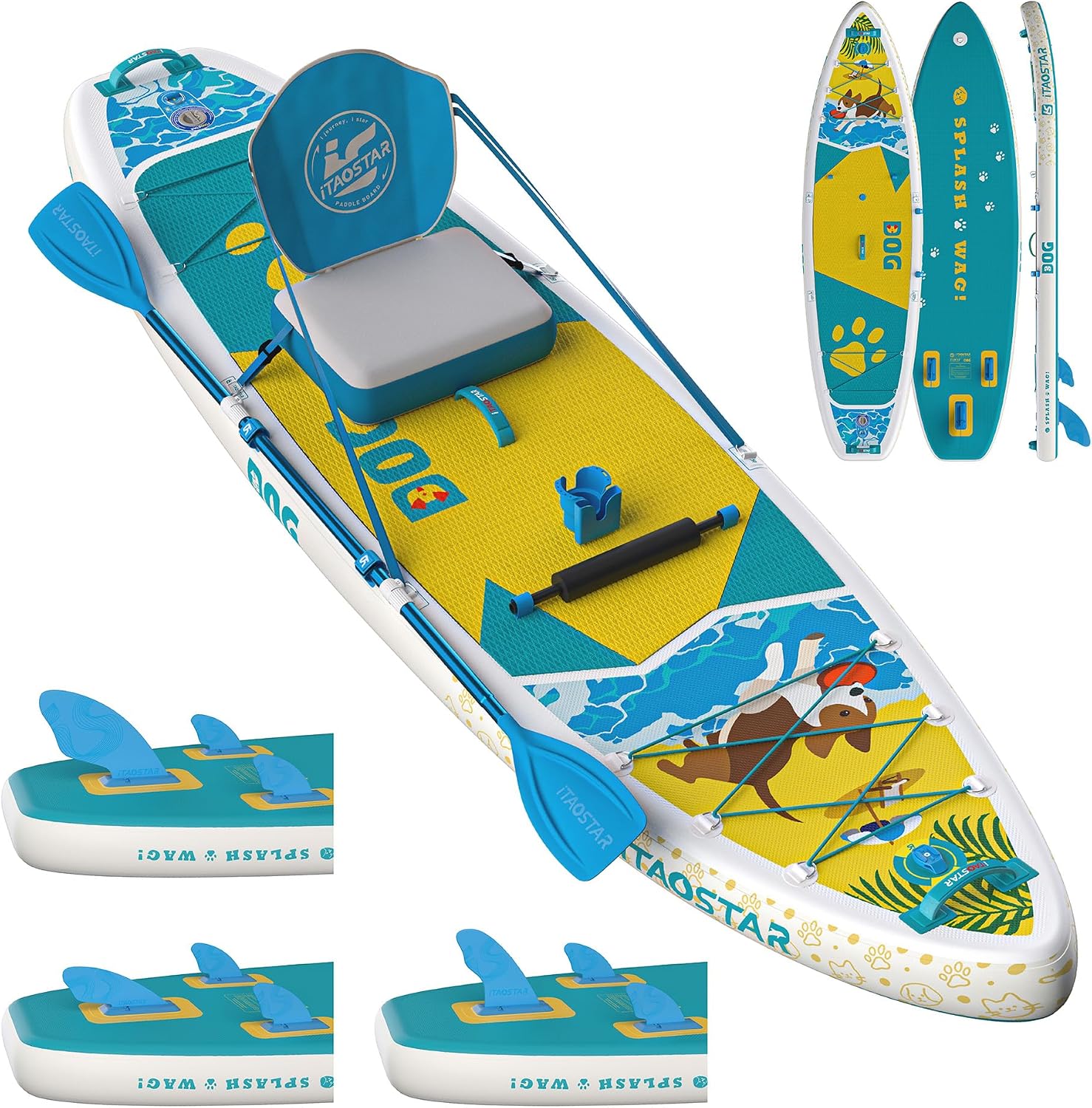 iTAOSTAR Pets 8'×29' / 11'×35' / 11'6'×34'/11'×34' Inflatable Paddle Board, One-Stop Premium SUP Accessories, Extra Wide Paddle Board for More Balance, Tailored Fins for More Fun