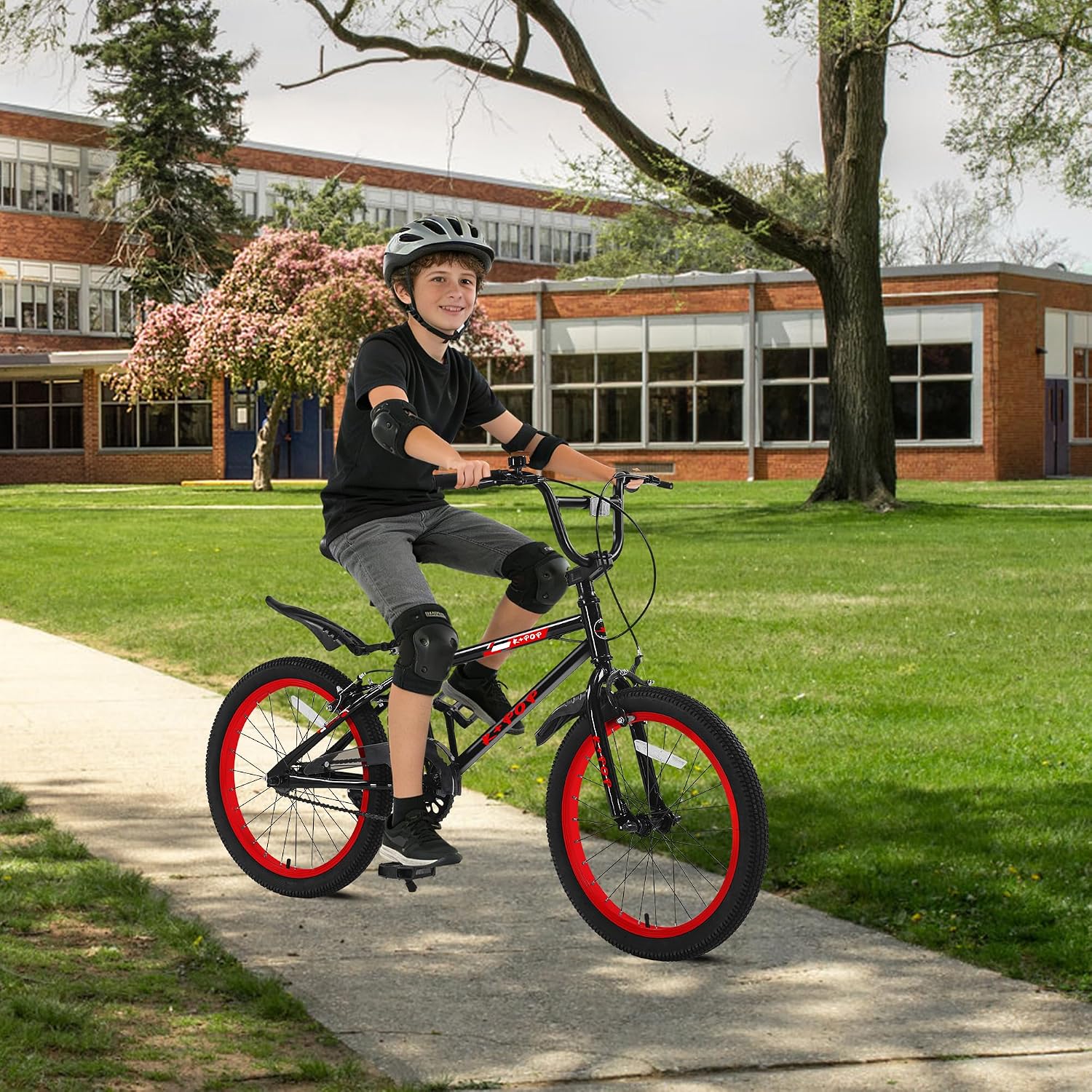 20 Inch Kids' Bike for Boys Aged 7-12, BMX-Style Boys Bike for Kids, Lightweight Children's Bicycles, Kids' Bicycles with Front and Rear Brakes, Adjustable Seat, Kickstand