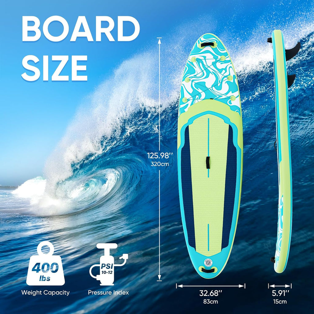 DUMOS Inflatable Stand Up Paddle Board, 10.5'×33'' Paddle Boards with Non-Slip Deck, Durable Advanced Material and Complete SUP Accessories for All Skill Levels