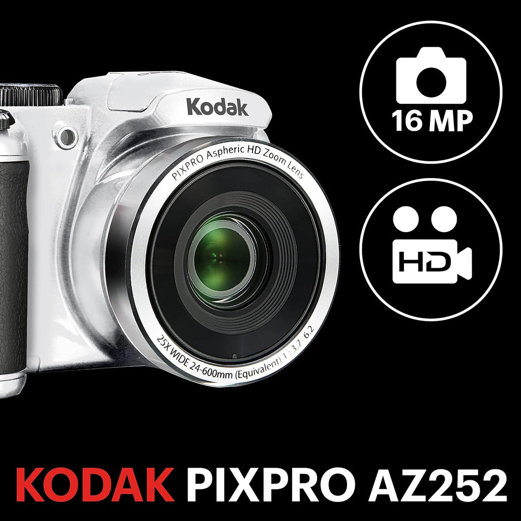 KODAK PIXPRO Astro Zoom AZ252-WH 16MP Digital Camera with 25X Optical Zoom and 3' LCD (White)
