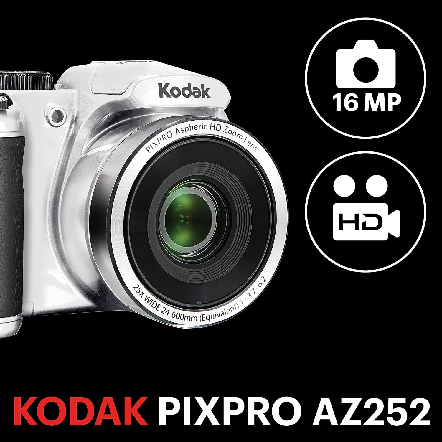 KODAK PIXPRO Astro Zoom AZ252-WH 16MP Digital Camera with 25X Optical Zoom and 3' LCD (White)