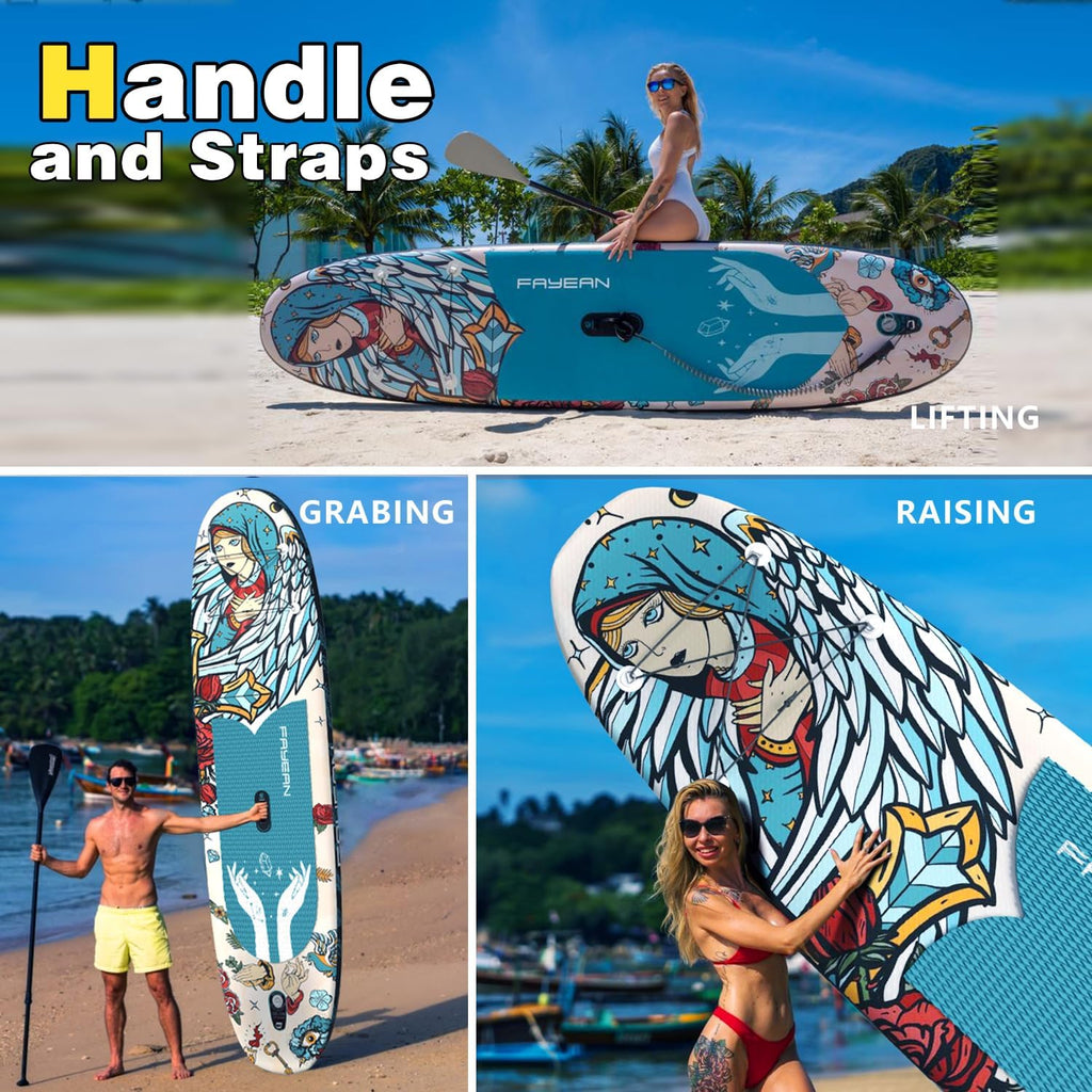 Inflatable Paddle Board,Extra Wide 10.6'/11' Stand Up Paddle Board with Sup Accessories,400lbs Capacity for Family with Safety Leash, All Skill Levels Sup for Yoga,Fishing,Surfing