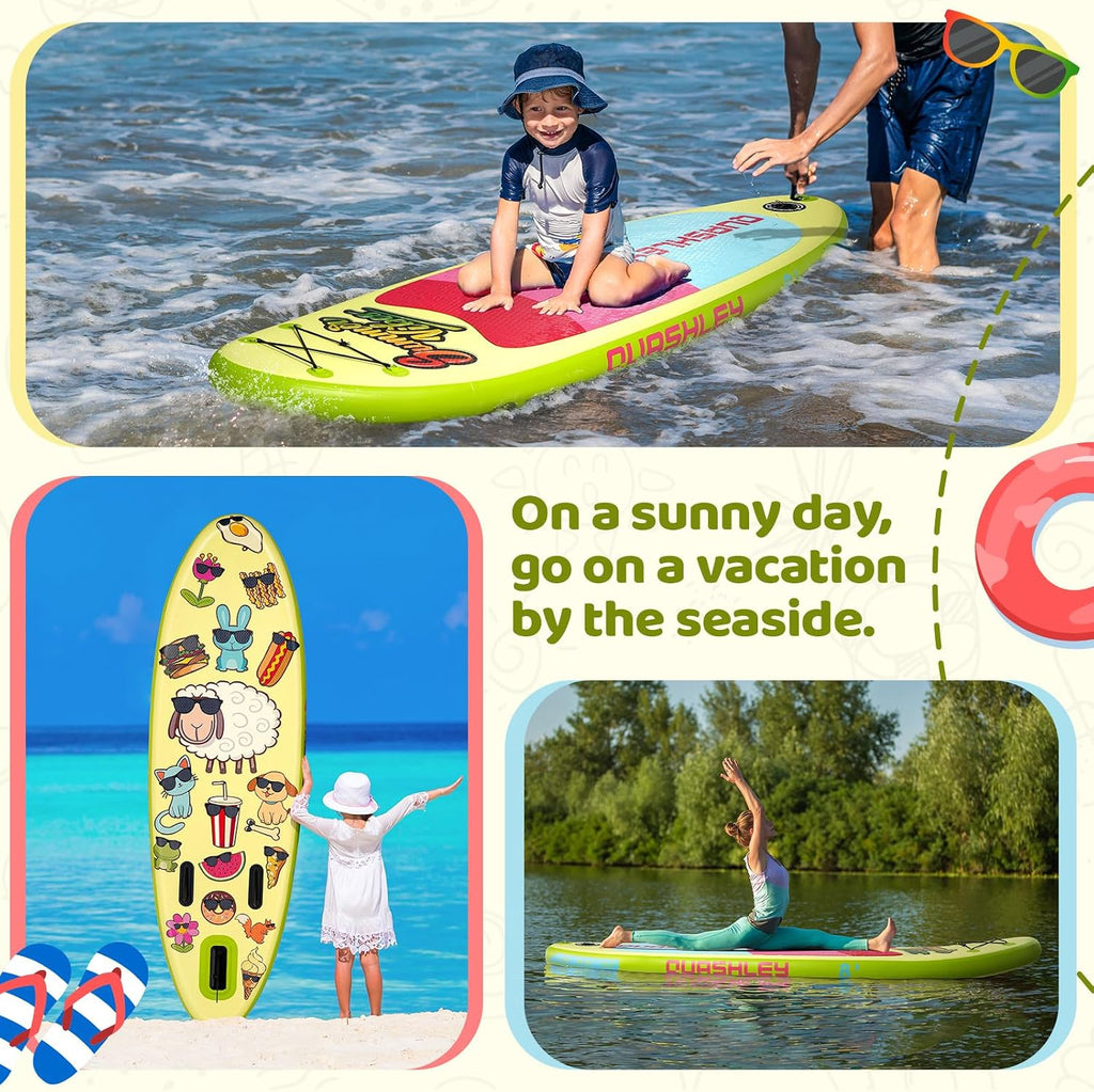 Quashley Kids Inflatable Paddle Boards,Stand Up Paddle Board for Children with Adjustable Paddle,Pump,Leash & Backpack for Lake,Ocean & River Swimming and Surfing
