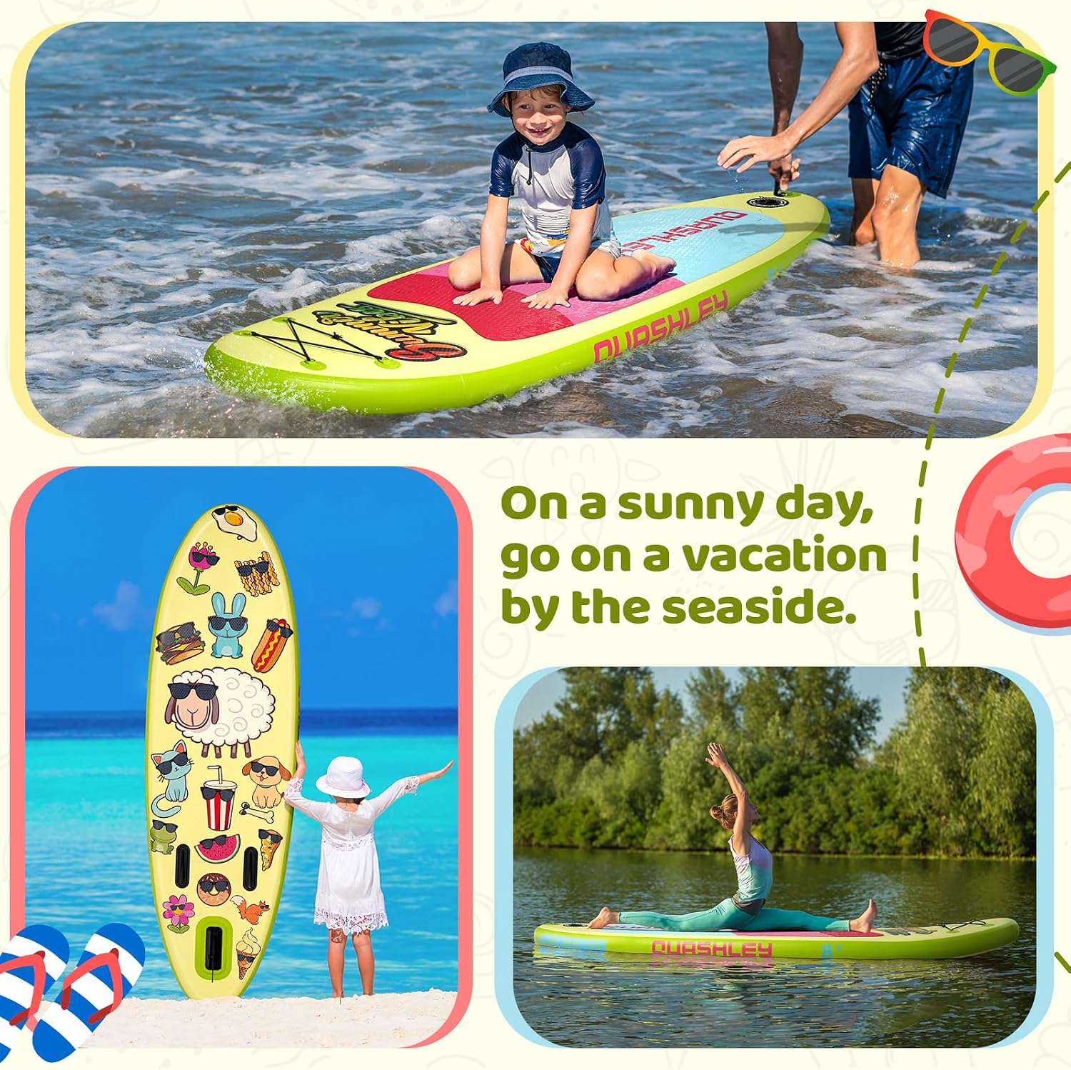 Quashley Kids Inflatable Paddle Boards,Stand Up Paddle Board for Children with Adjustable Paddle,Pump,Leash & Backpack for Lake,Ocean & River Swimming and Surfing
