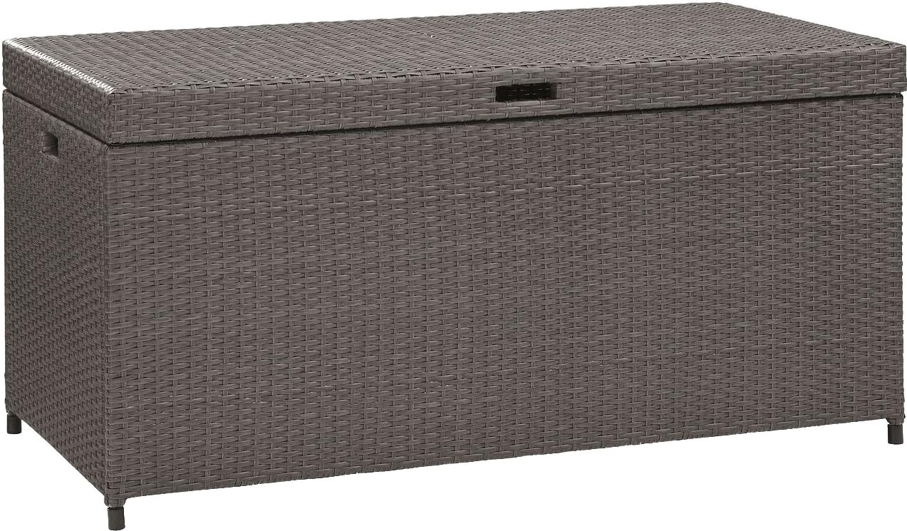 Crosley Furniture Palm Harbor Wicker Outdoor Storage Box for Patio Furniture Cushions and Pool Floats, Gray
