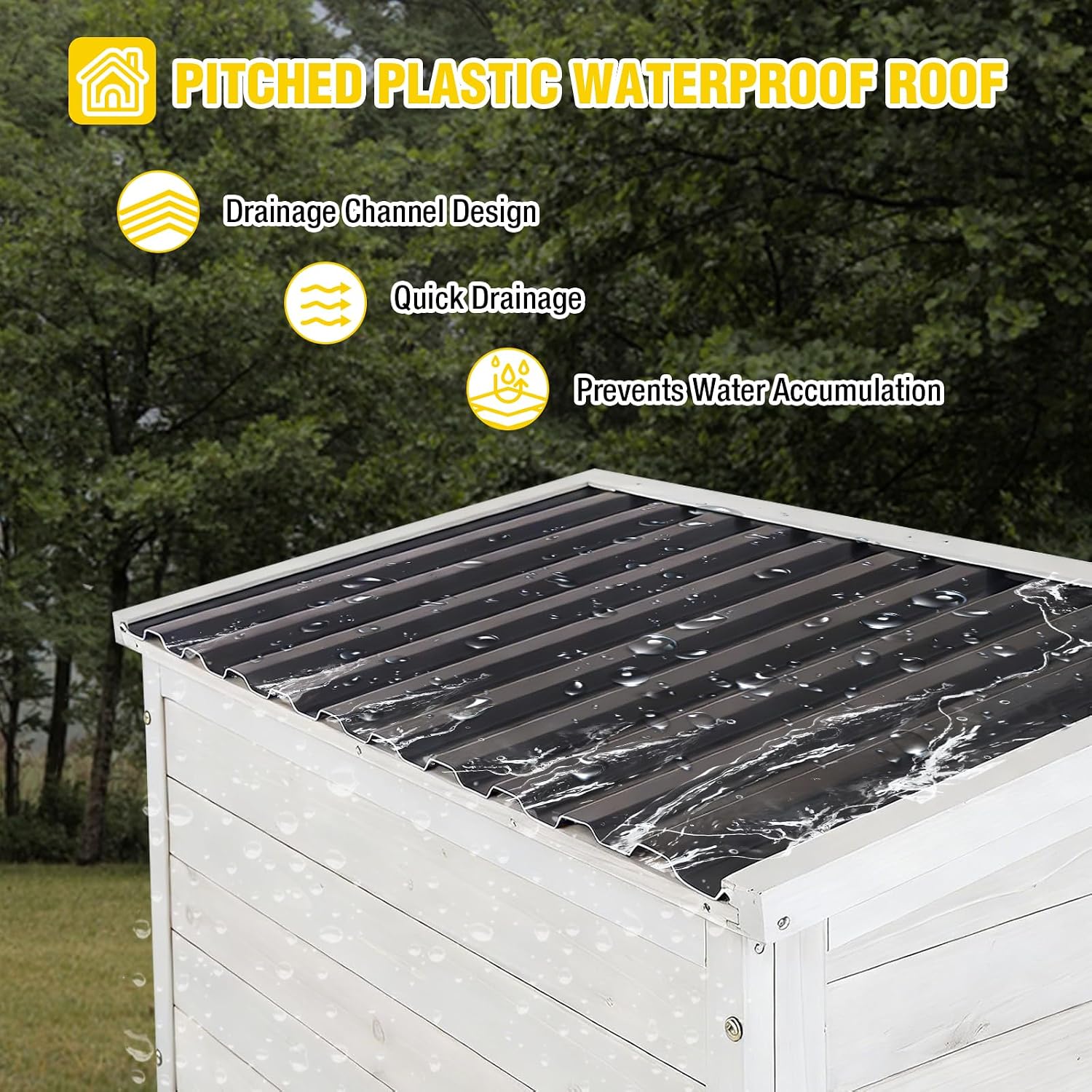 Aivituvin Outdoor Storage Shed with Wood and Metal Frame, Garden Sheds with Waterproof Plastic Roof, Adjustable Shelves and Ventilated Blinds, Garden Tool Cabinets for Outdoor (Black, Plastic)