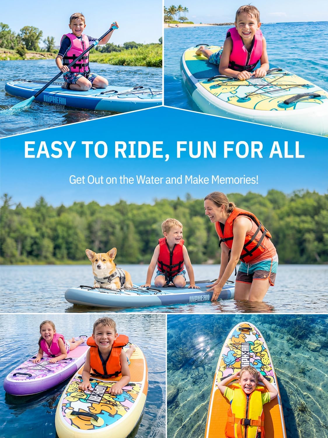 Niphean Inflatable Stand Up Paddle Board with SUP Accessories, Anti-Slip EVA Deck, 10'6'' Inflatable Paddle Boards for Adults & Youth of All Skill Levels