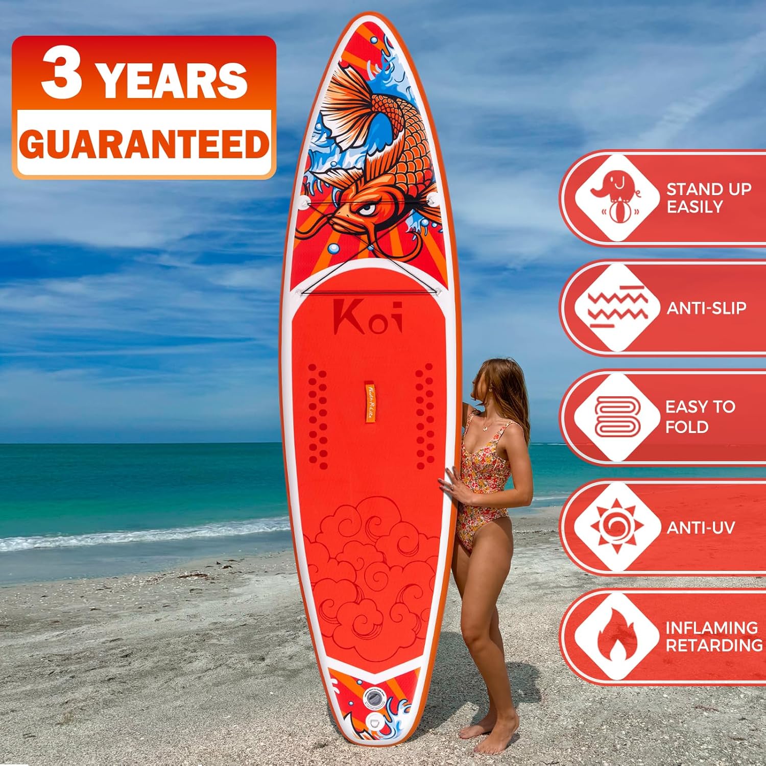 FEATH-R-LITE Inflatable Paddle Board Stand Up Paddleboards for Adults SUP with Premium Accessories Pump, Adjustable Paddle, Leash, Three Fins, Backpack