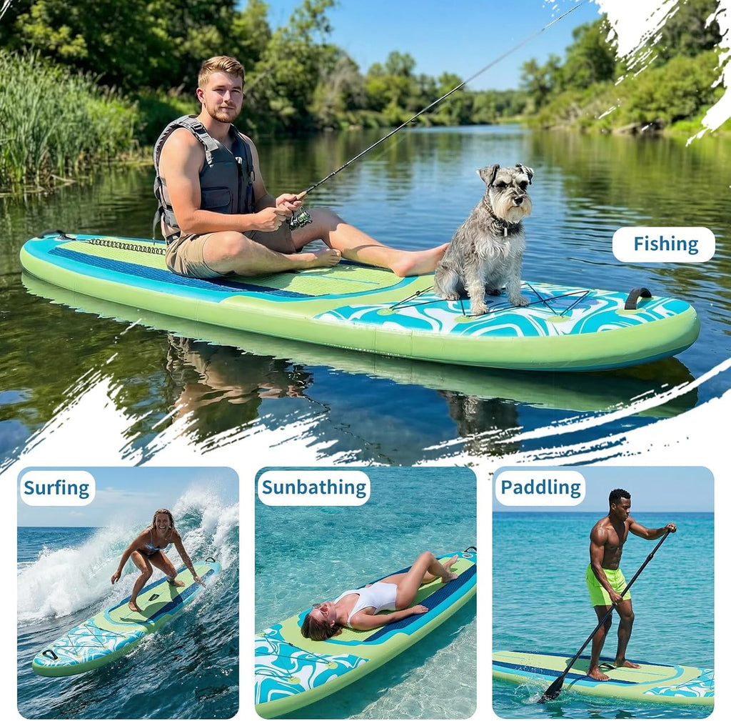 Sweetcrispy Inflatable Stand Up Paddle Board with Premium SUP Paddleboard Accessories,2-in-1 Paddle,Wide Stable Design,Non-Slip Comfort Deck for Adults & Youth of All Skill Levels