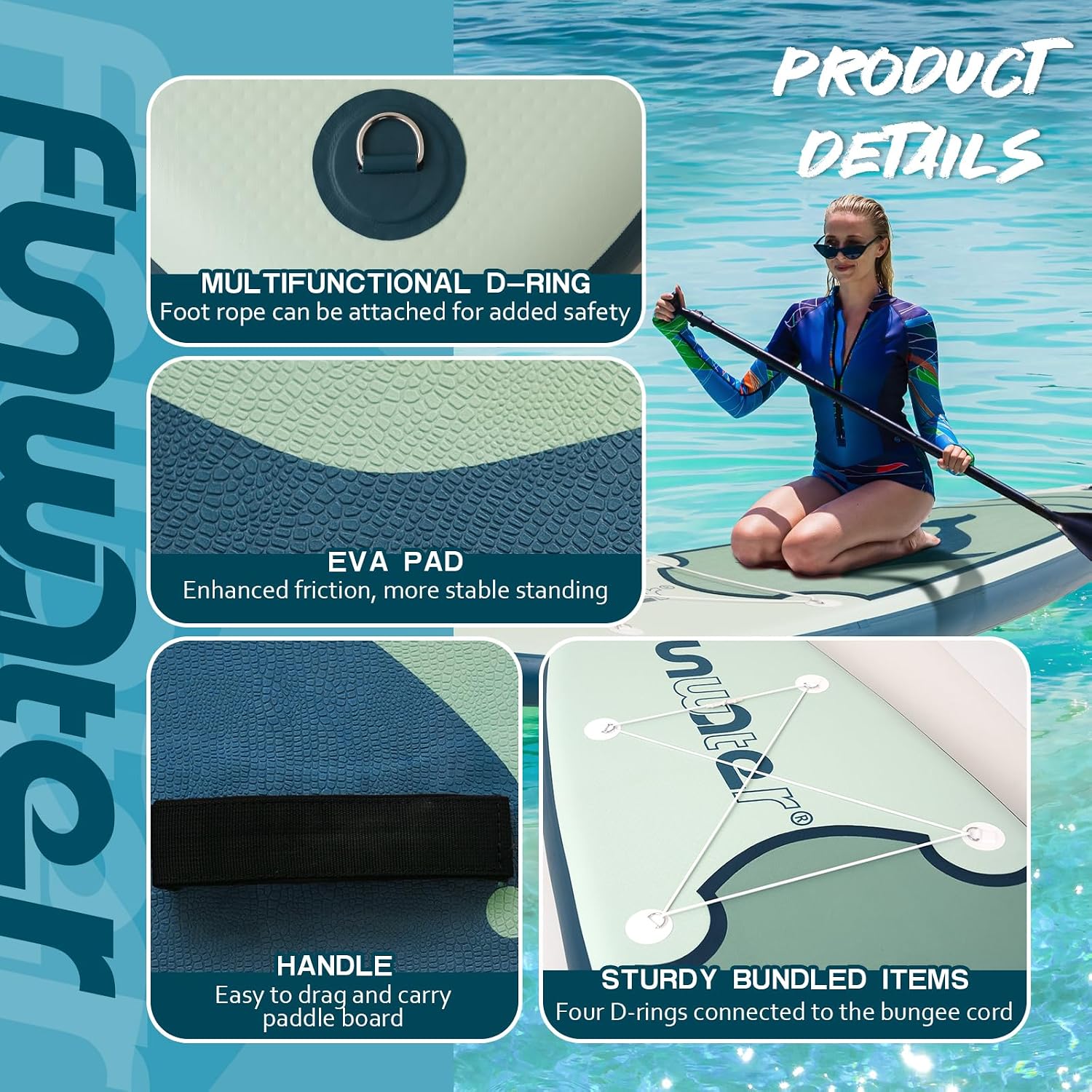 FunWater Inflatable Stand Up Paddle Board 10'6'/11'/11'6' Paddle Board for Adults & Youth, Paddleboards Inflatable with Premium SUP Accessories, Wide Stable, Non-Slip Comfort Deck
