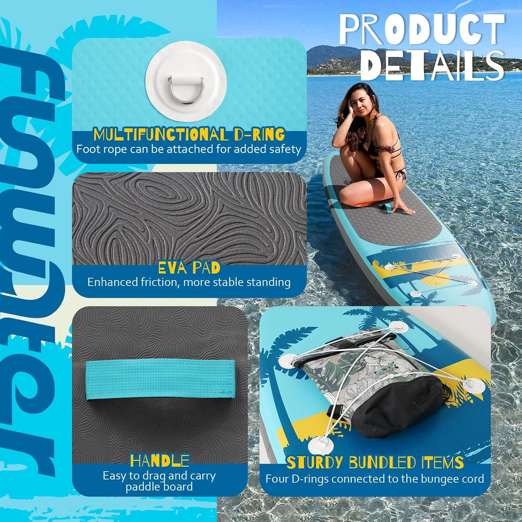 FunWater Inflatable Stand Up Paddle Board with Premium SUP Paddleboard Accessories, Anti-Slip EVA Deck, 11'6''/11'/10'6'' Paddle Boards for Adults & Youth of All Skill Levels