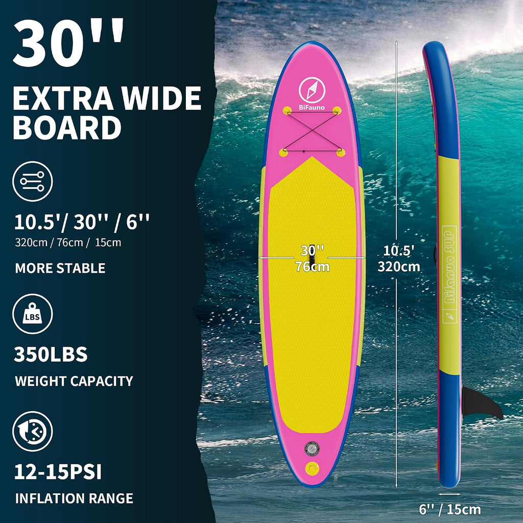 Bifanuo Inflatable Stand Up Paddle Board with SUP Accessories and Backpack