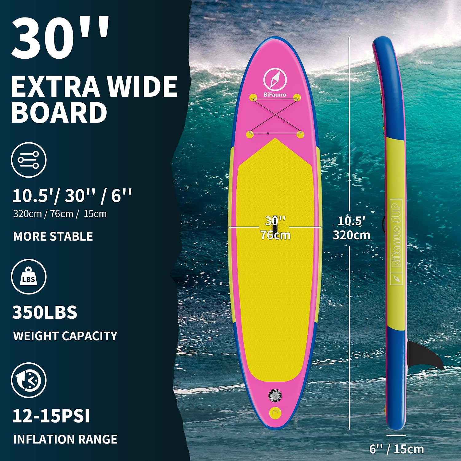 Bifanuo Inflatable Stand Up Paddle Board with SUP Accessories and Backpack