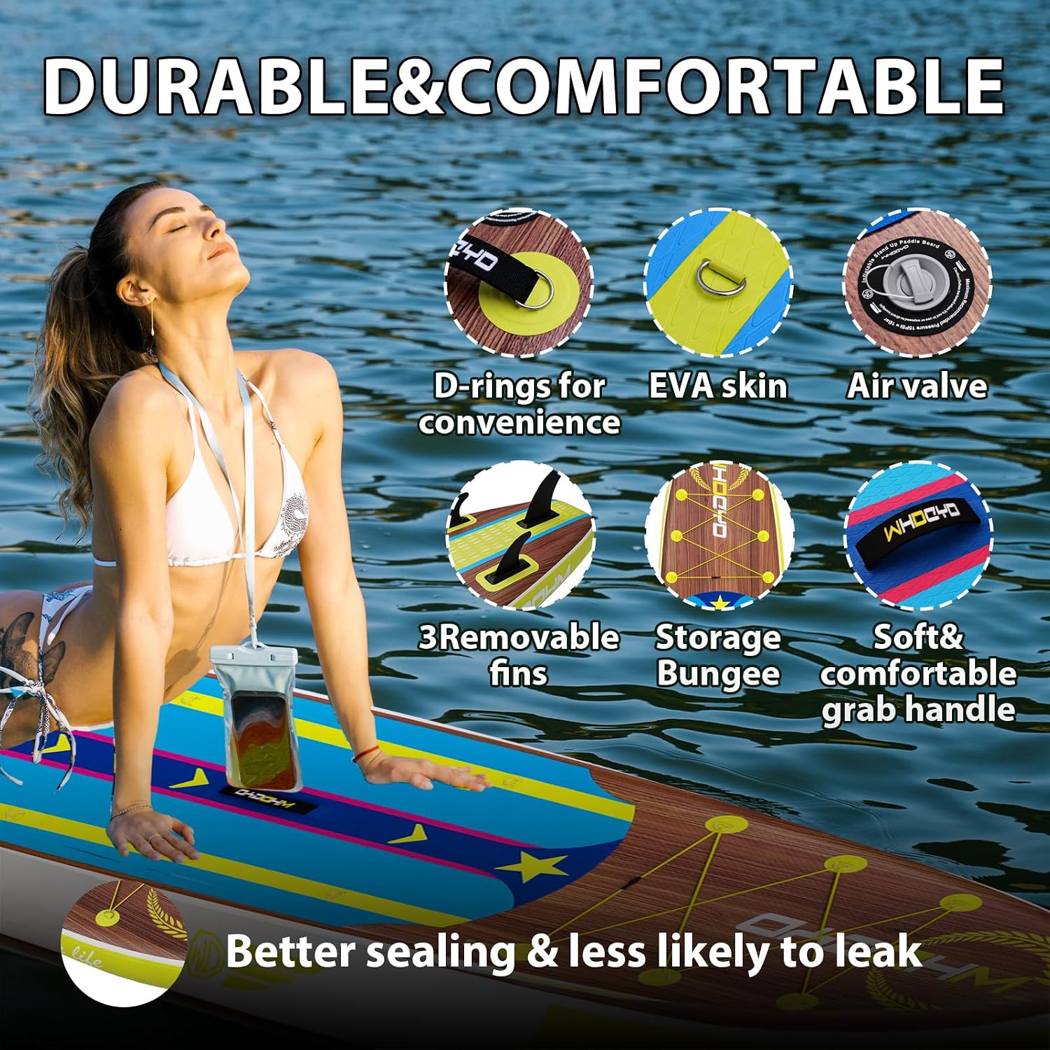 Inflatable Stand Up Paddle Board 11' × 33' × 6', Yoga Board with Durable SUP Accessories for Adults & Youth, Versatile Paddle Board