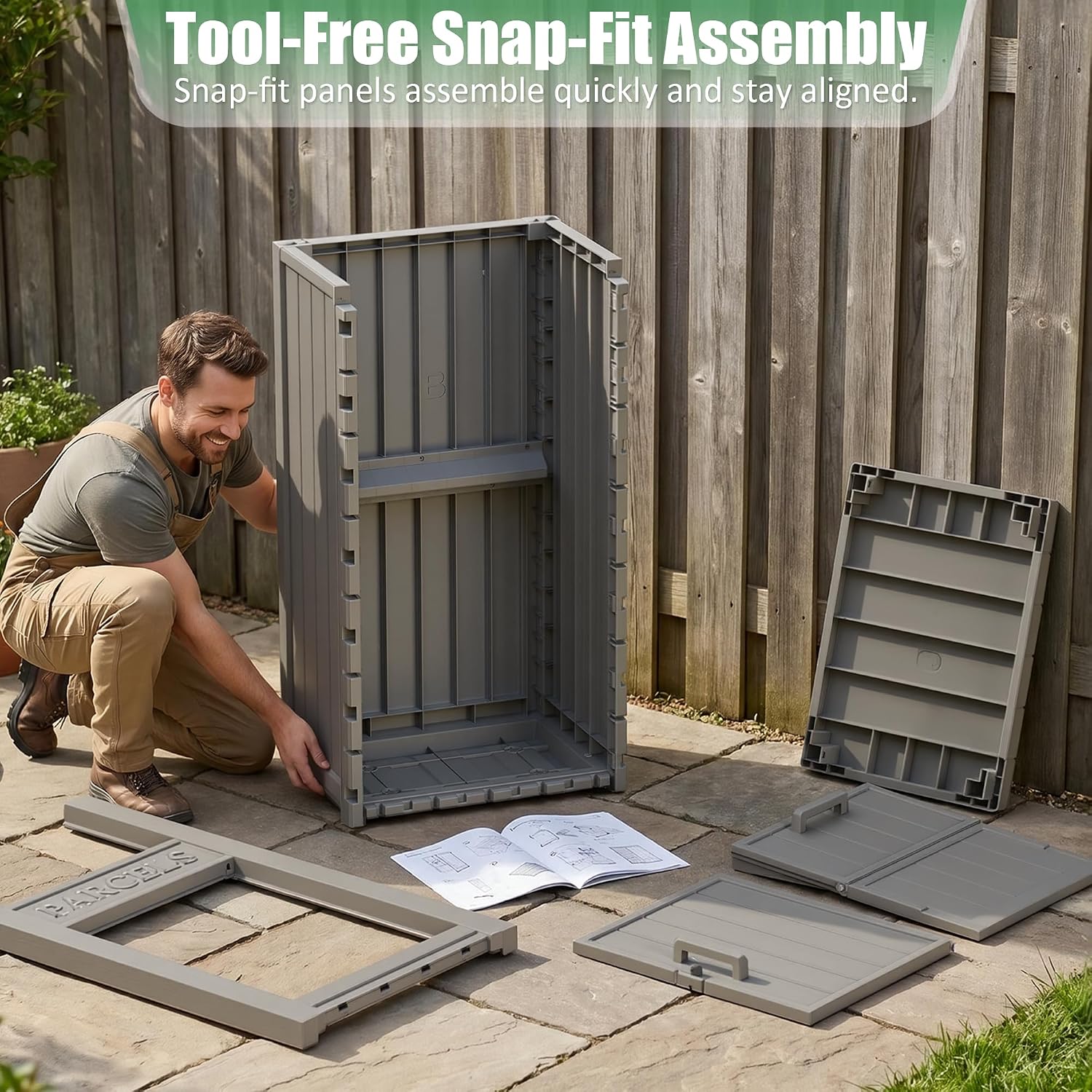 Large Package Delivery Boxes for Outside Waterproof Parcel Drop Storage Box UV Resistant Resin Lockable Secure for Outdoor Porch Patio (Grey-2)