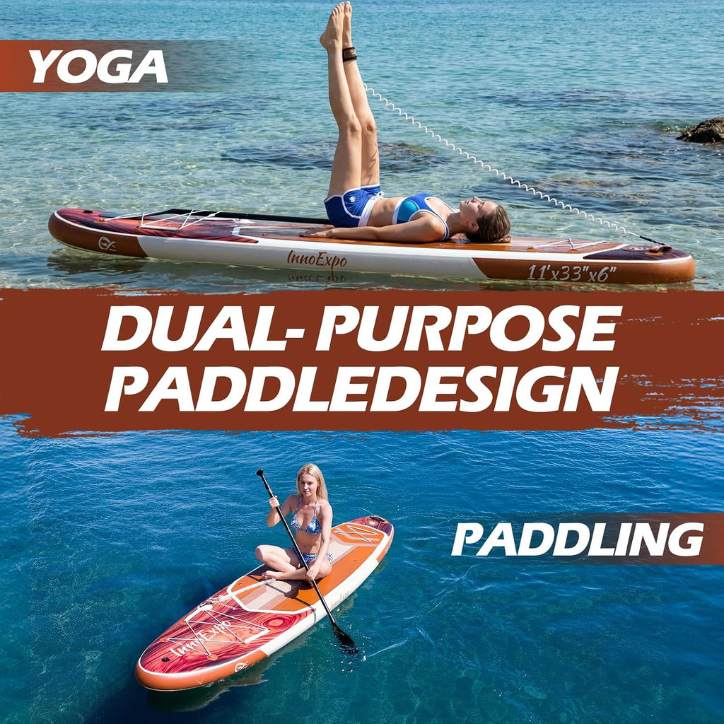 InnoExpo 11' Inflatable Stand Up Paddle Boards with Premium Accessories, Wide Stable SUP Paddle Board Design, Non-Slip Comfort Deck for Youth & Adults