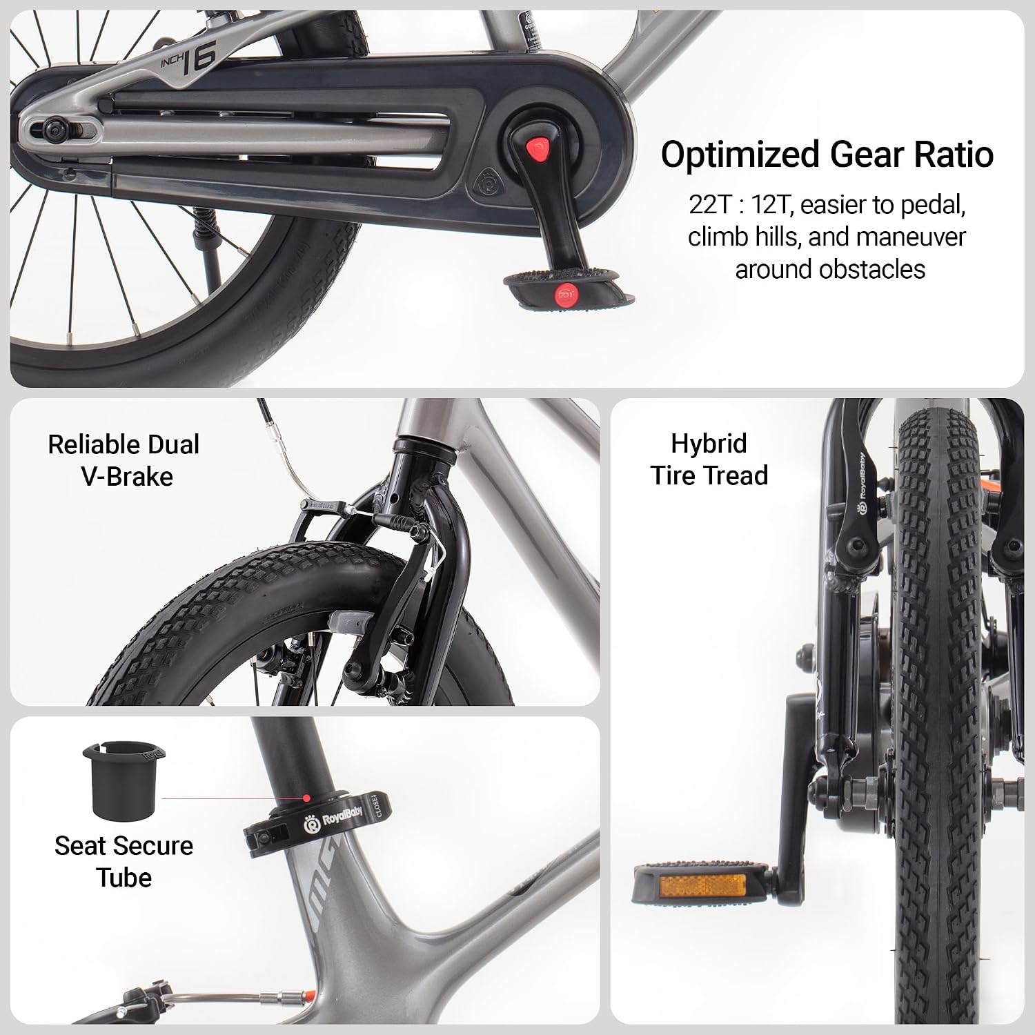 RoyalBaby EZ Kids Bike 12 14 16 18 20 Inch Balance Pedal 2-in-1 Training Bicycle Boys Girls Ages 3 to 12 Years Easy Learn for Beginners