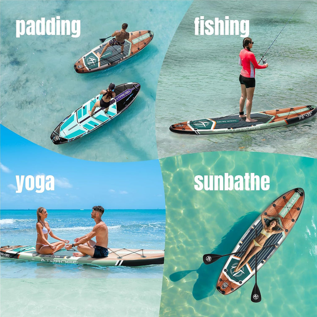 11'6'x35' Inflatable Paddle Board, 450lbs Extra Wide Stand Up Paddleboard for Adults with Premium SUP Accessories Kit & Backpack, Blow Up Kayak Non-Slip Stable Deck Boat for Yoga Fishing Surf