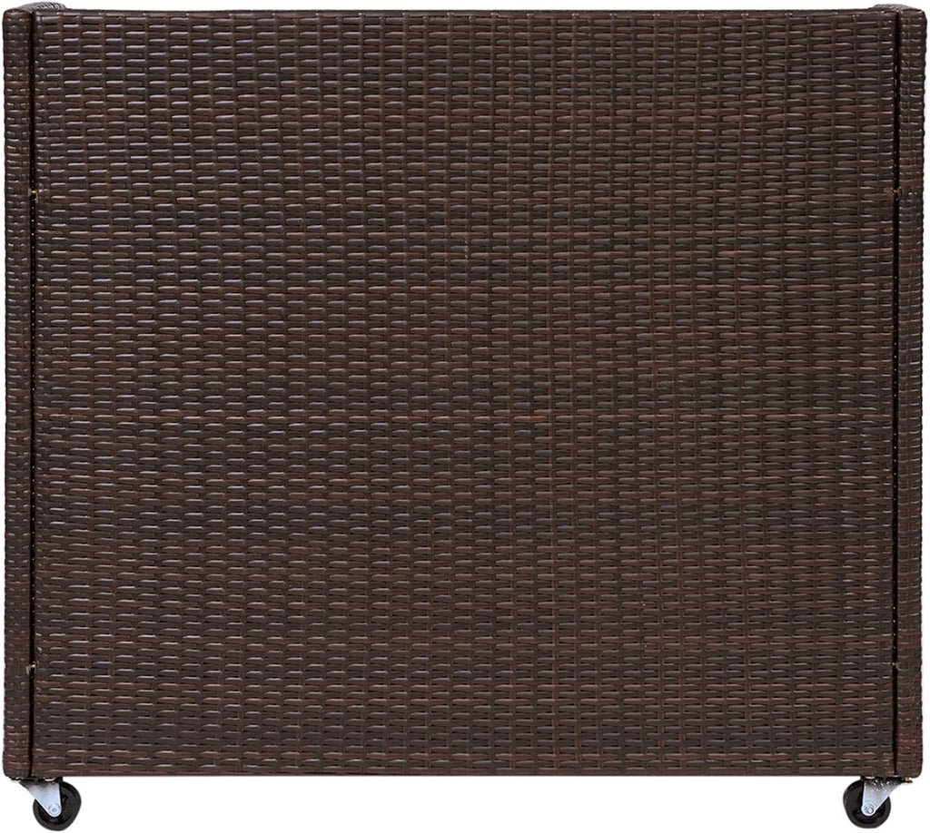 Teamson Home Veronica Outdoor Portable PE Rattan Serving Cart with Wheels, Brown